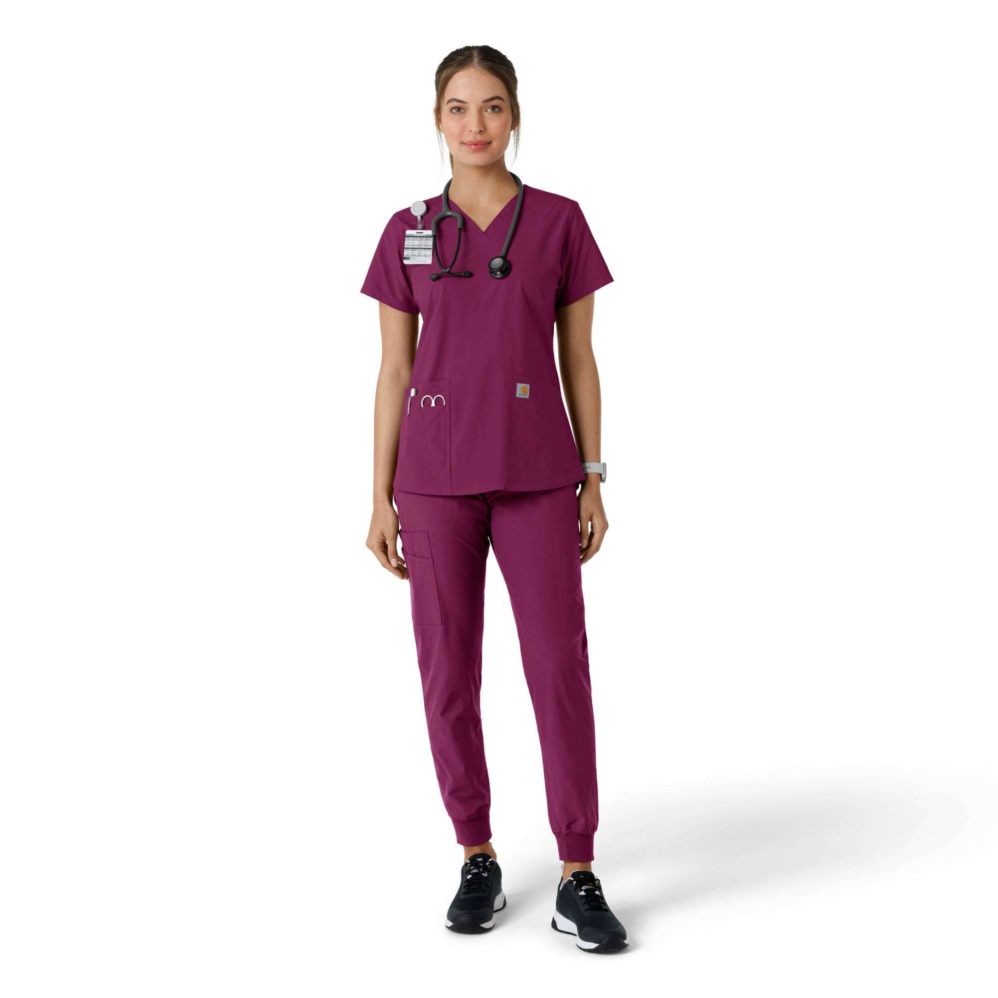 Women's force essentials v-neck knit panel scrub top