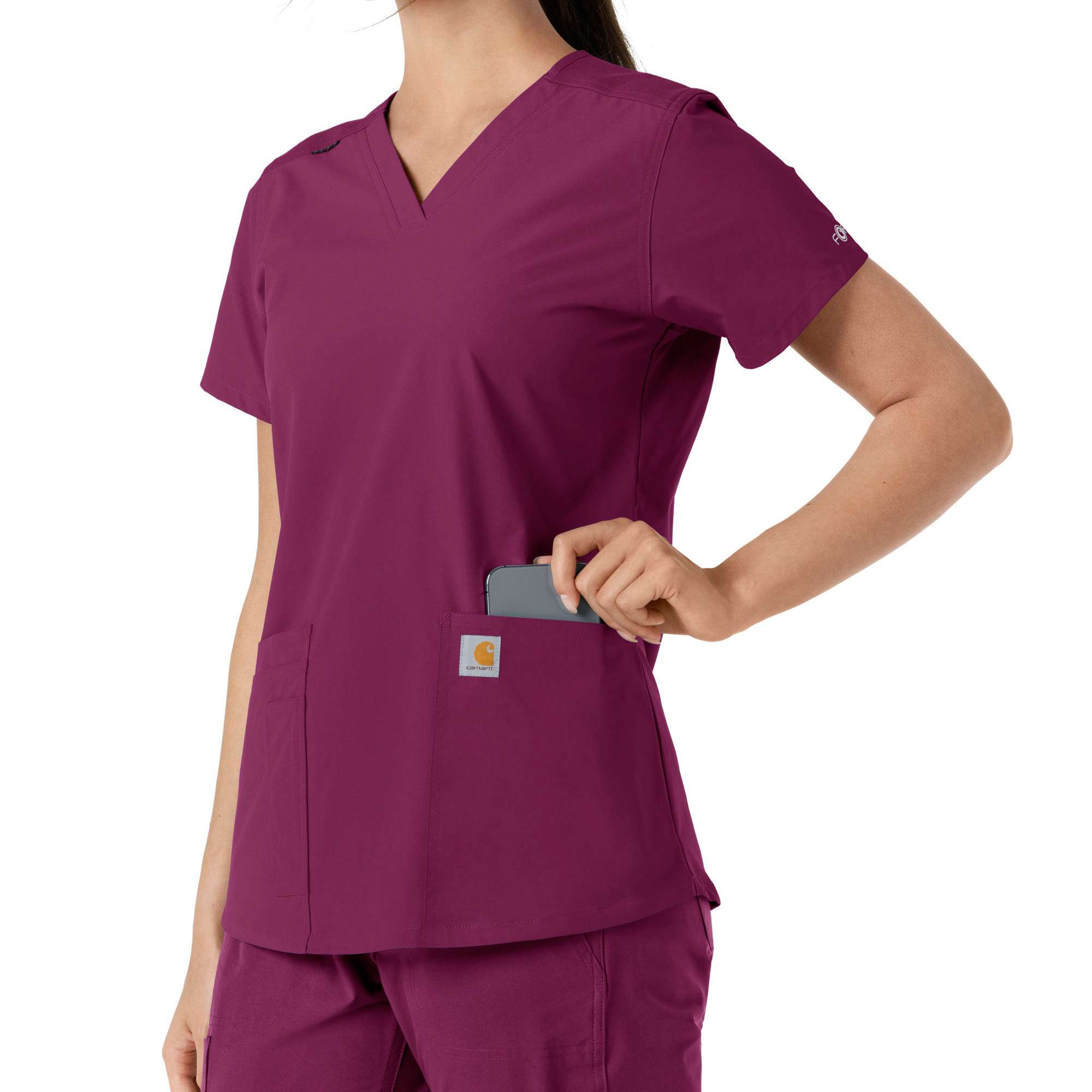 Women's force essentials v-neck knit panel scrub top