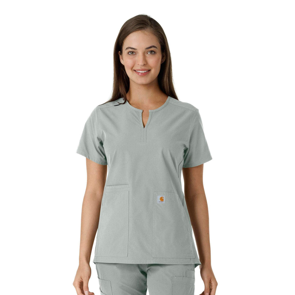 Women's force essentials notch neck tunic knit panel scrub top