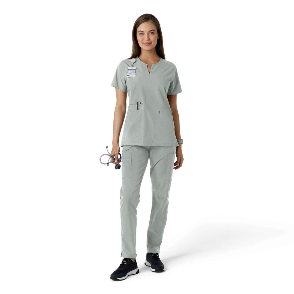 Women's force essentials notch neck tunic knit panel scrub top