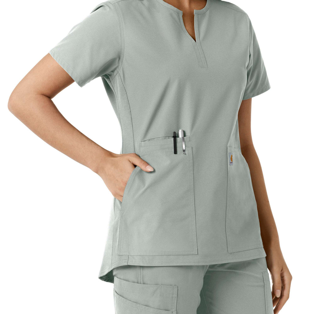 Women's force essentials notch neck tunic knit panel scrub top