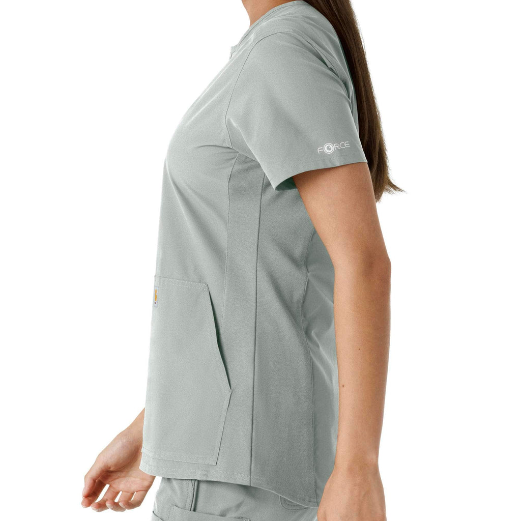 Women's force essentials notch neck tunic knit panel scrub top