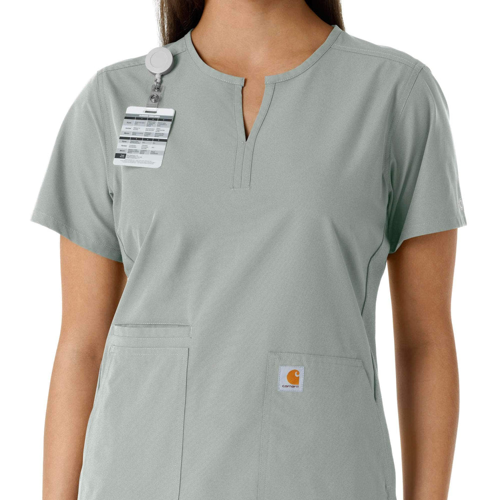 Women's force essentials notch neck tunic knit panel scrub top