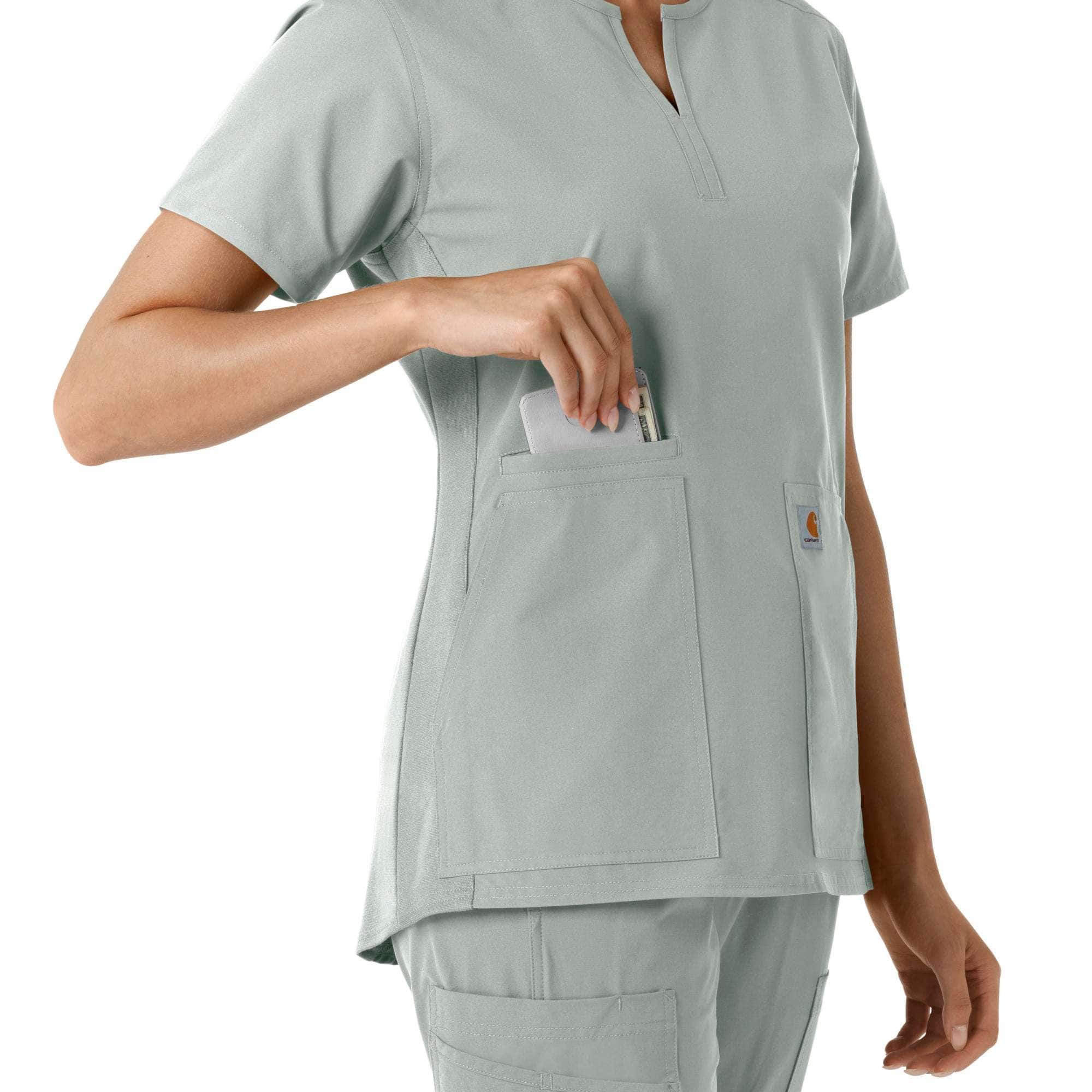 Women's force essentials notch neck tunic knit panel scrub top