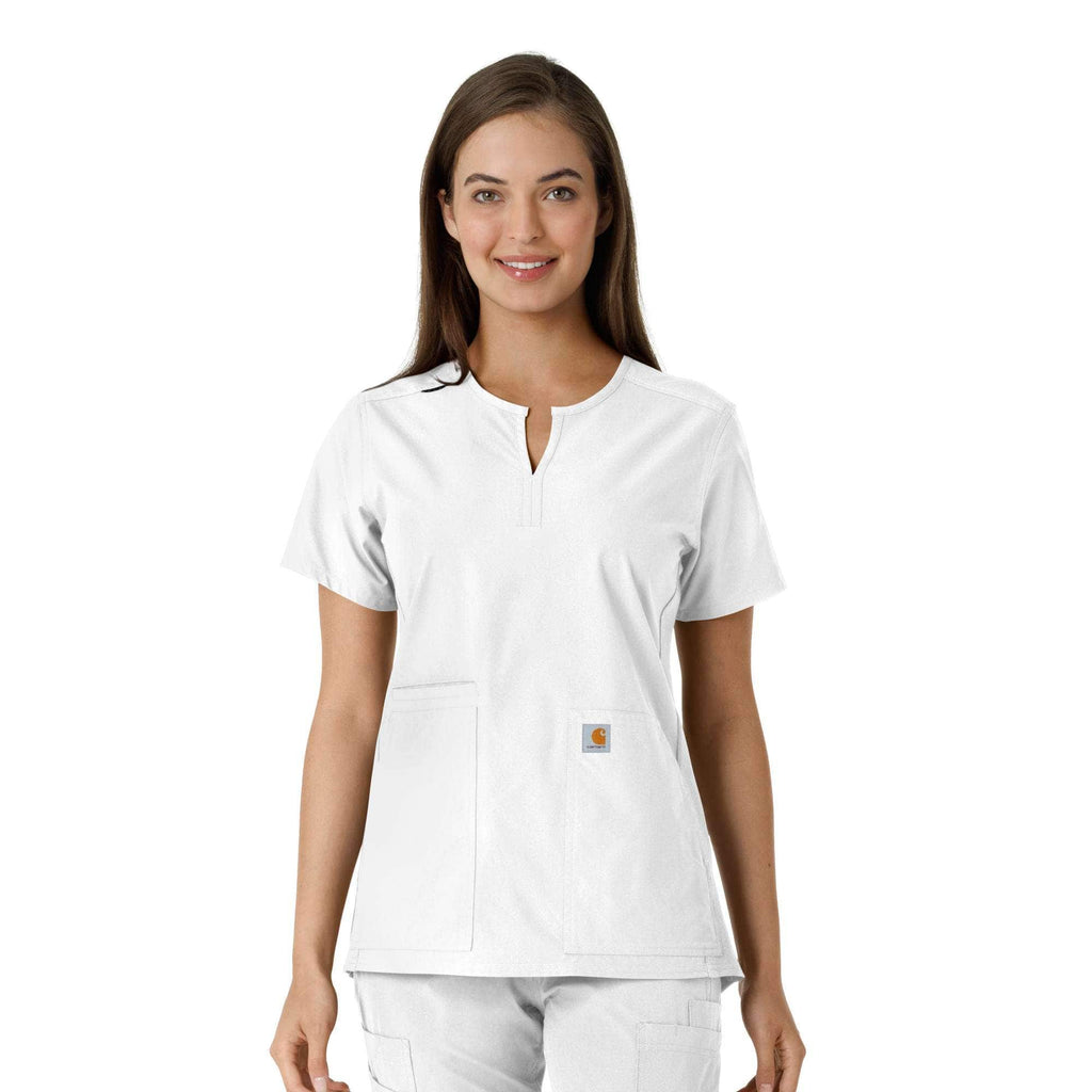 Women's force essentials notch neck tunic knit panel scrub top