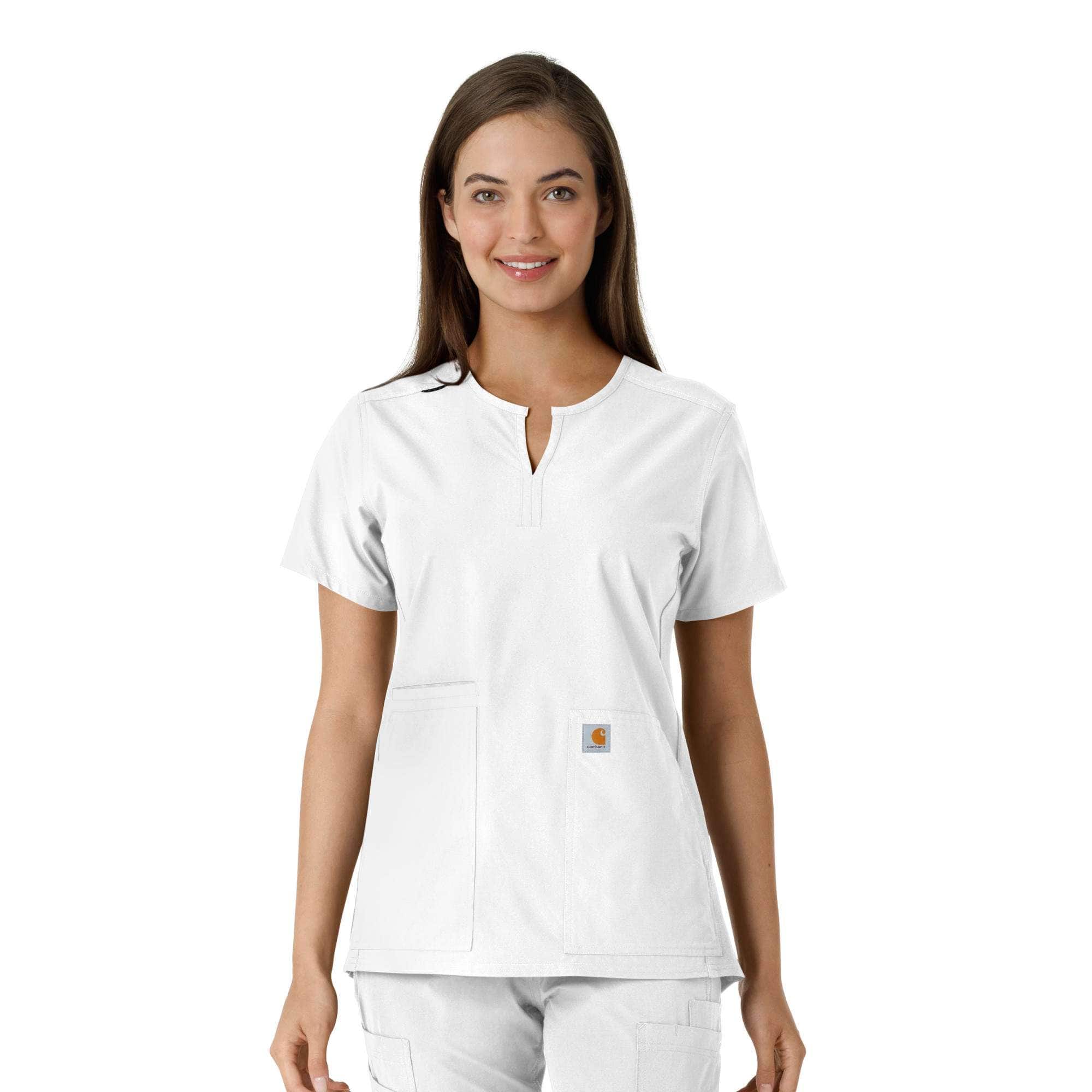 Women's force essentials notch neck tunic knit panel scrub top
