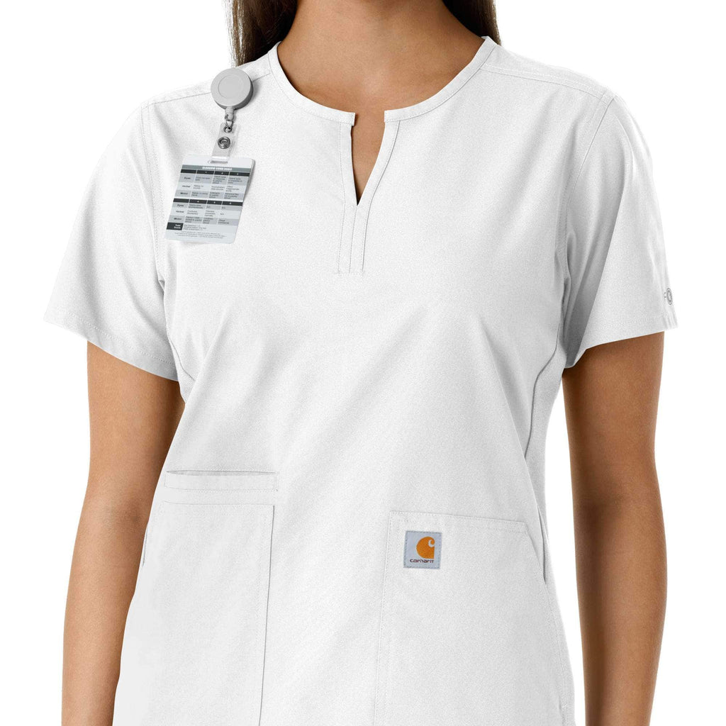 Women's force essentials notch neck tunic knit panel scrub top
