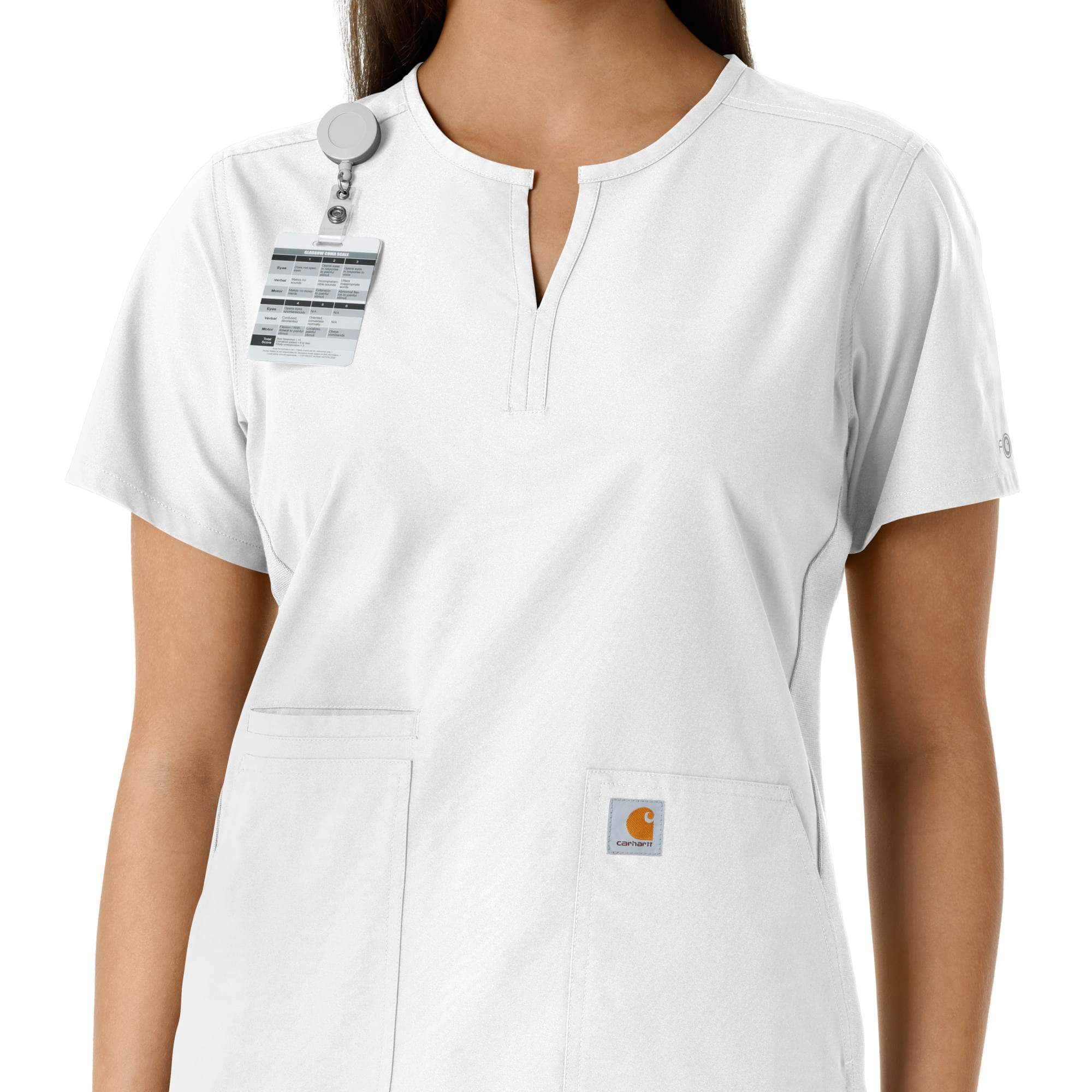 Women's force essentials notch neck tunic knit panel scrub top