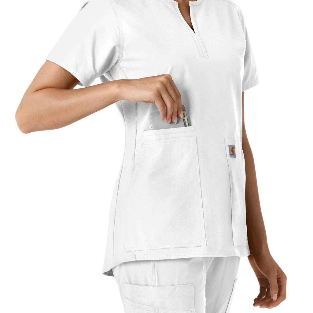 Women's force essentials notch neck tunic knit panel scrub top