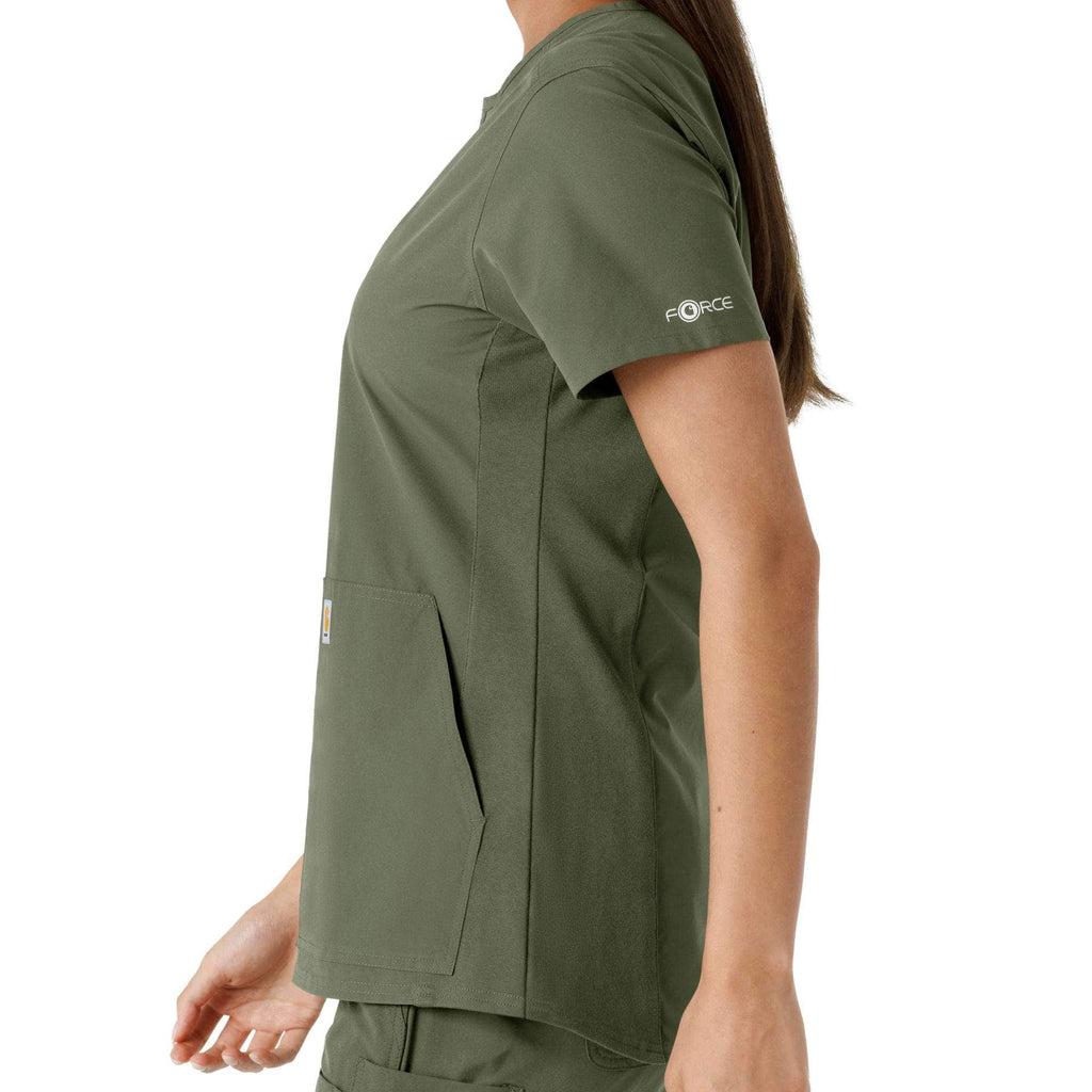 Women's force essentials notch neck tunic knit panel scrub top