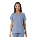 Women's force essentials notch neck tunic knit panel scrub top