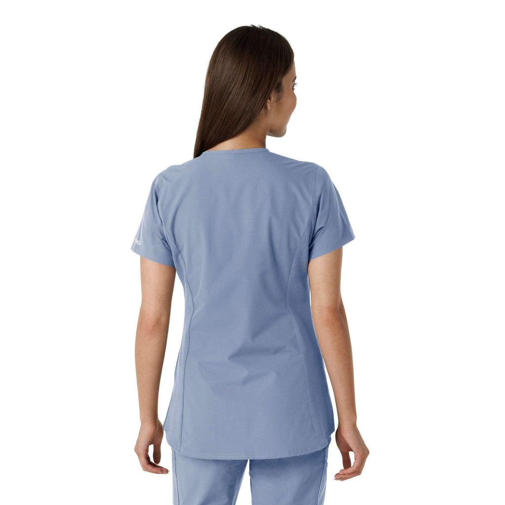 Women's force essentials notch neck tunic knit panel scrub top