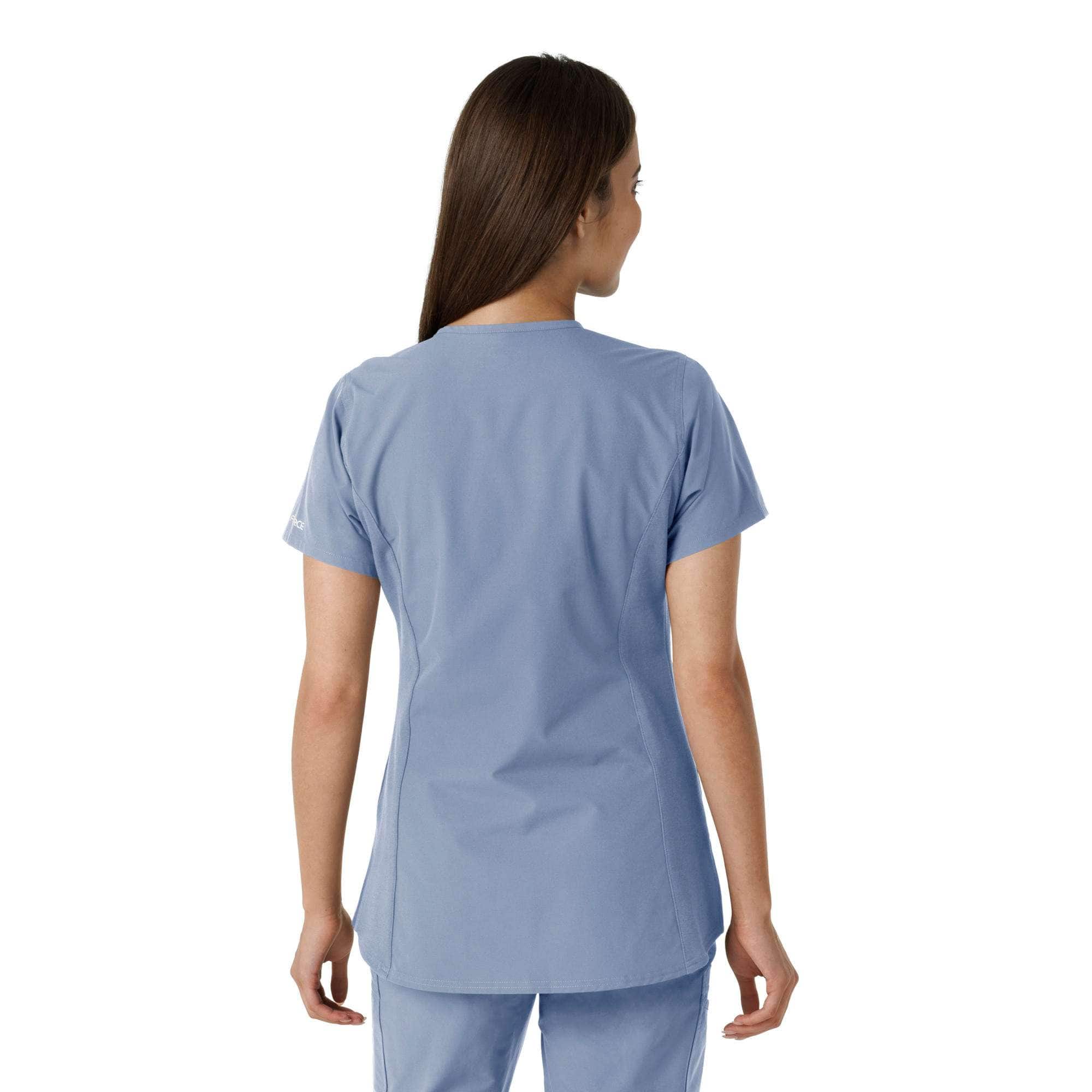 Women's force essentials notch neck tunic knit panel scrub top