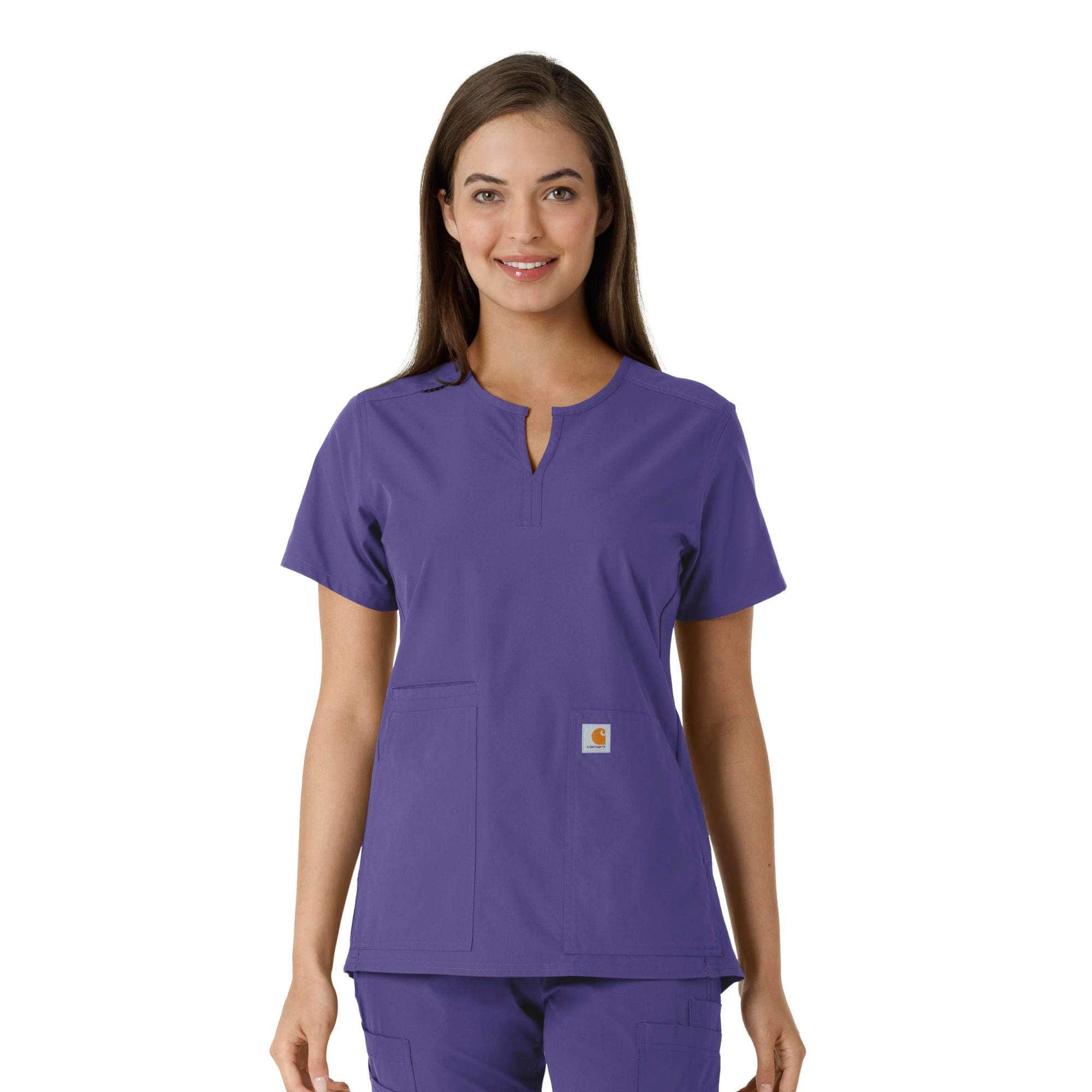 Women's force essentials notch neck tunic knit panel scrub top