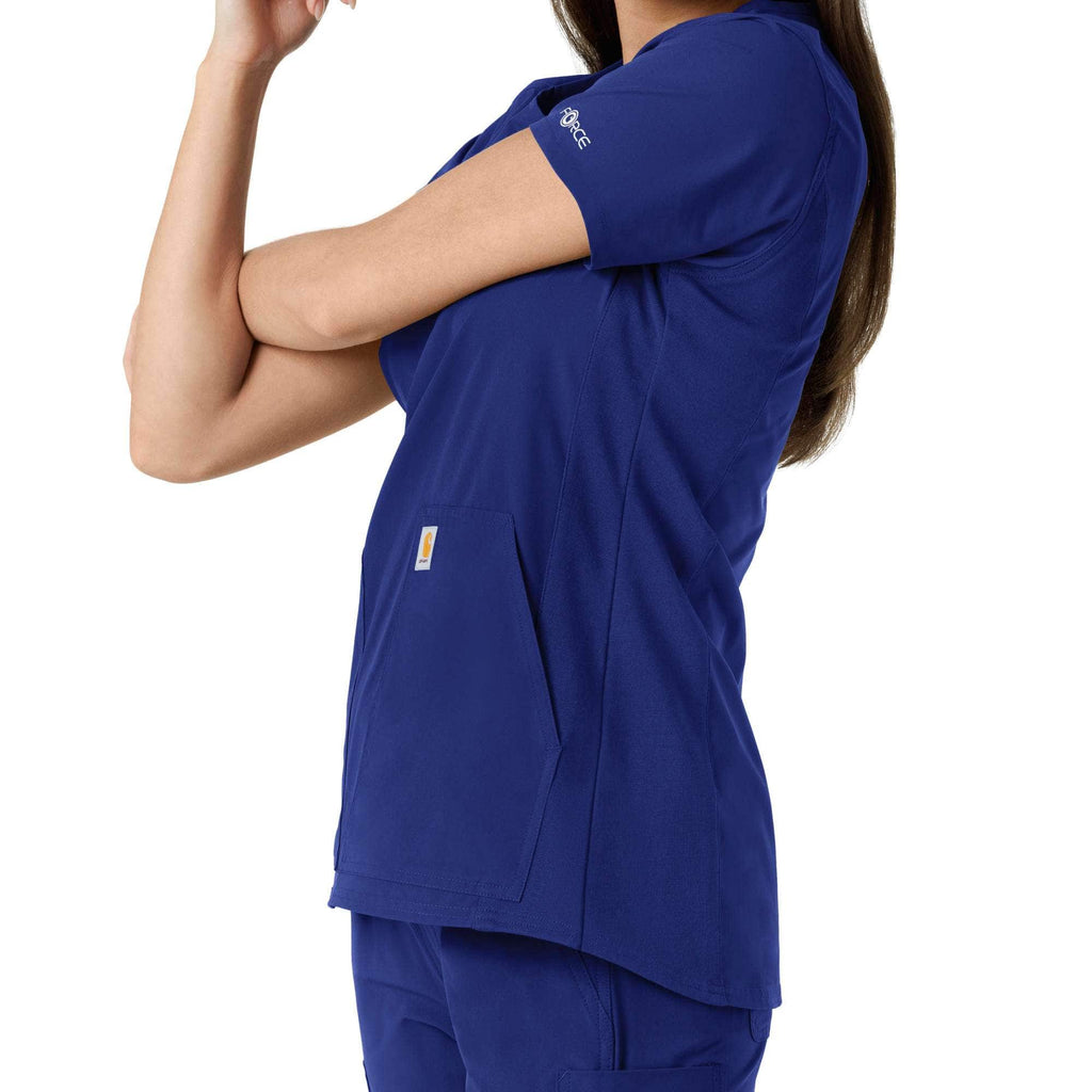 Women's force essentials notch neck tunic knit panel scrub top