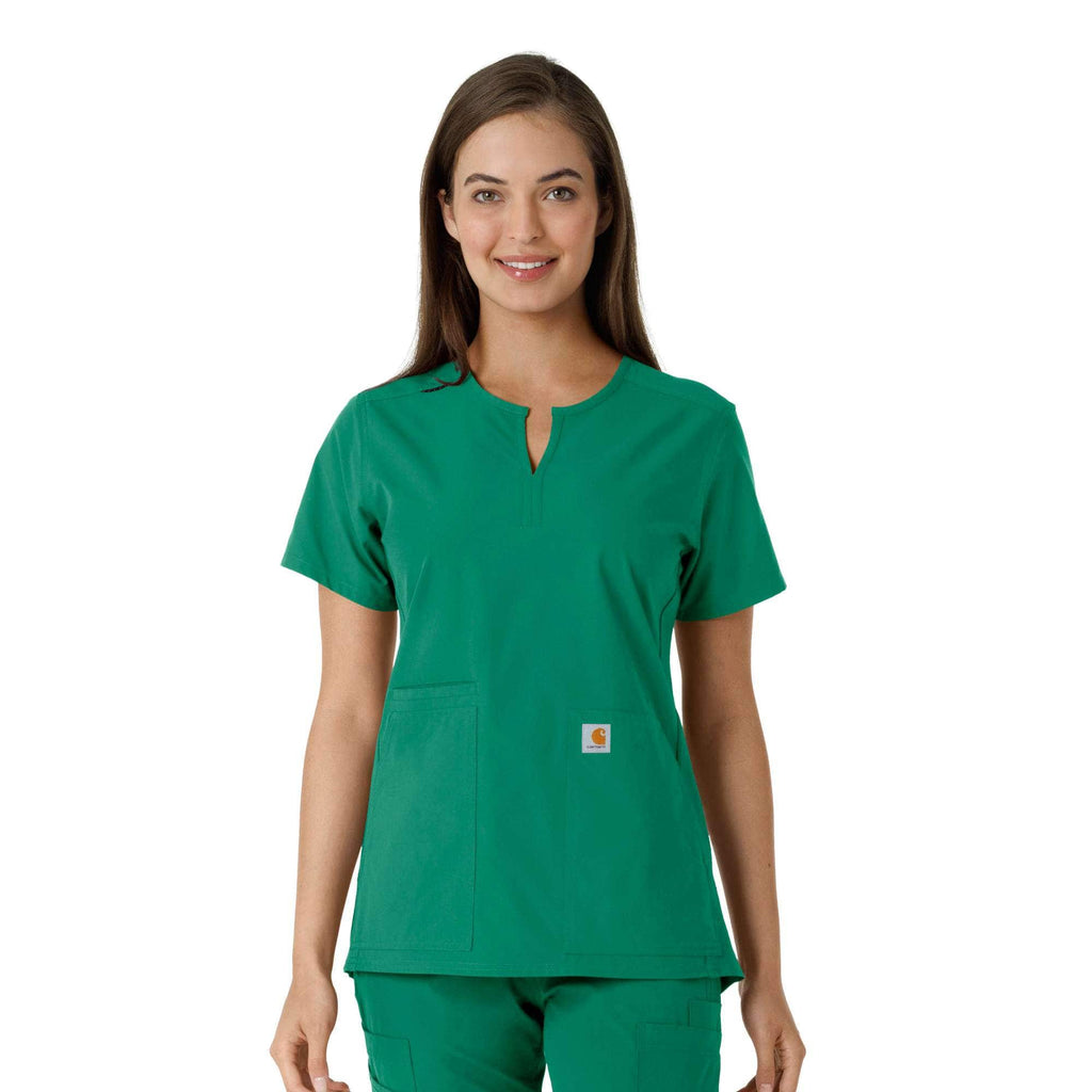 Women's force essentials notch neck tunic knit panel scrub top
