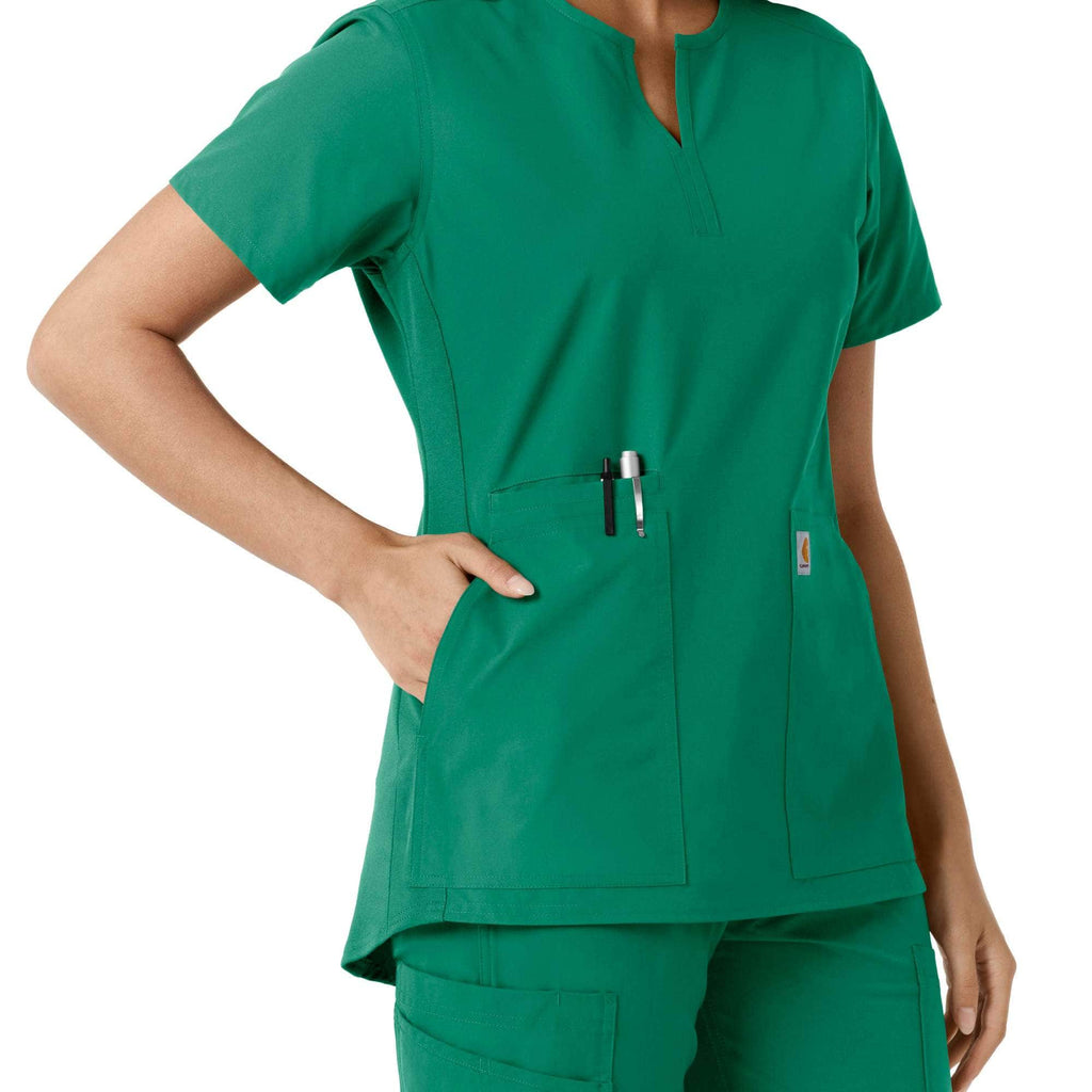 Women's force essentials notch neck tunic knit panel scrub top