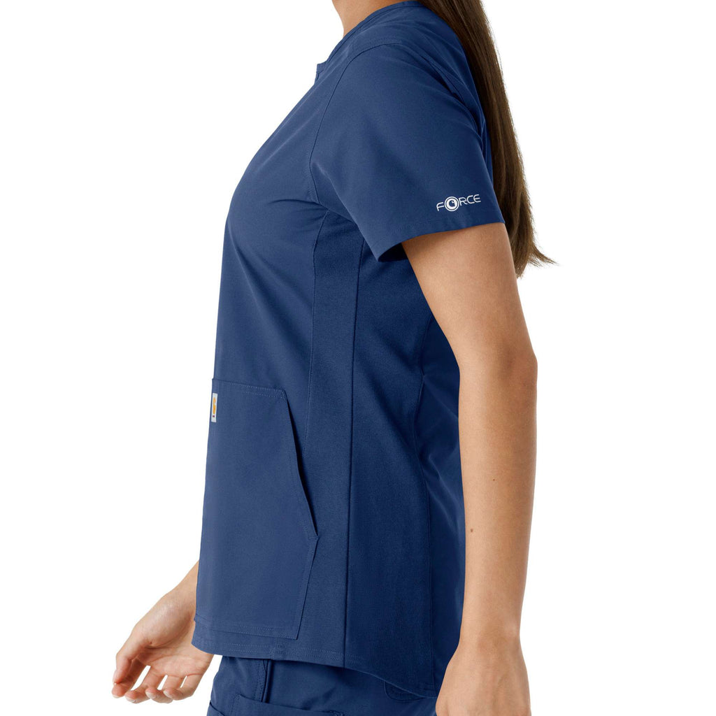 Women's force essentials notch neck tunic knit panel scrub top