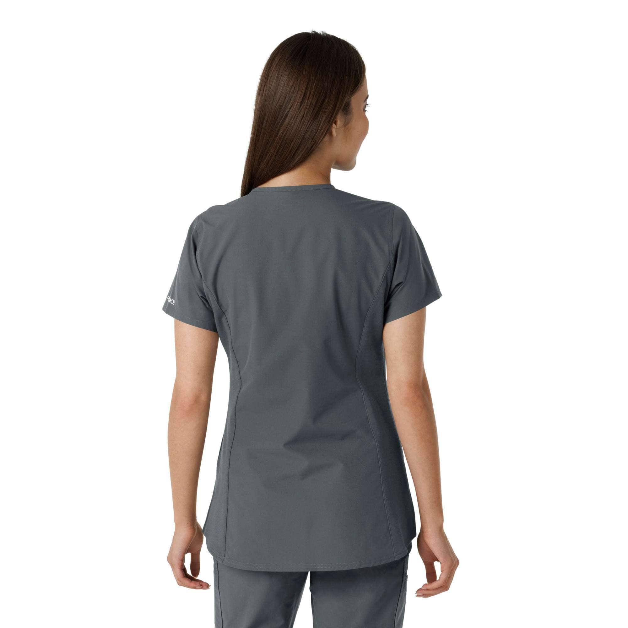 Women's force essentials notch neck tunic knit panel scrub top