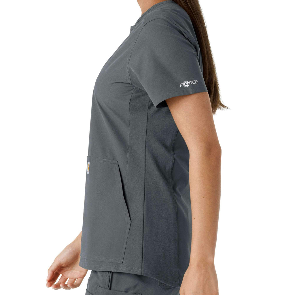 Women's force essentials notch neck tunic knit panel scrub top