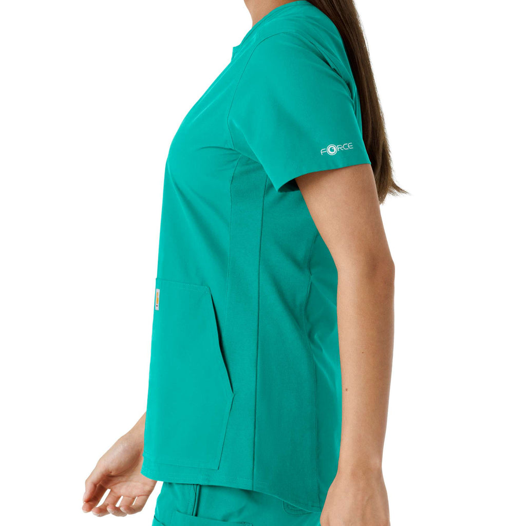 Women's force essentials notch neck tunic knit panel scrub top