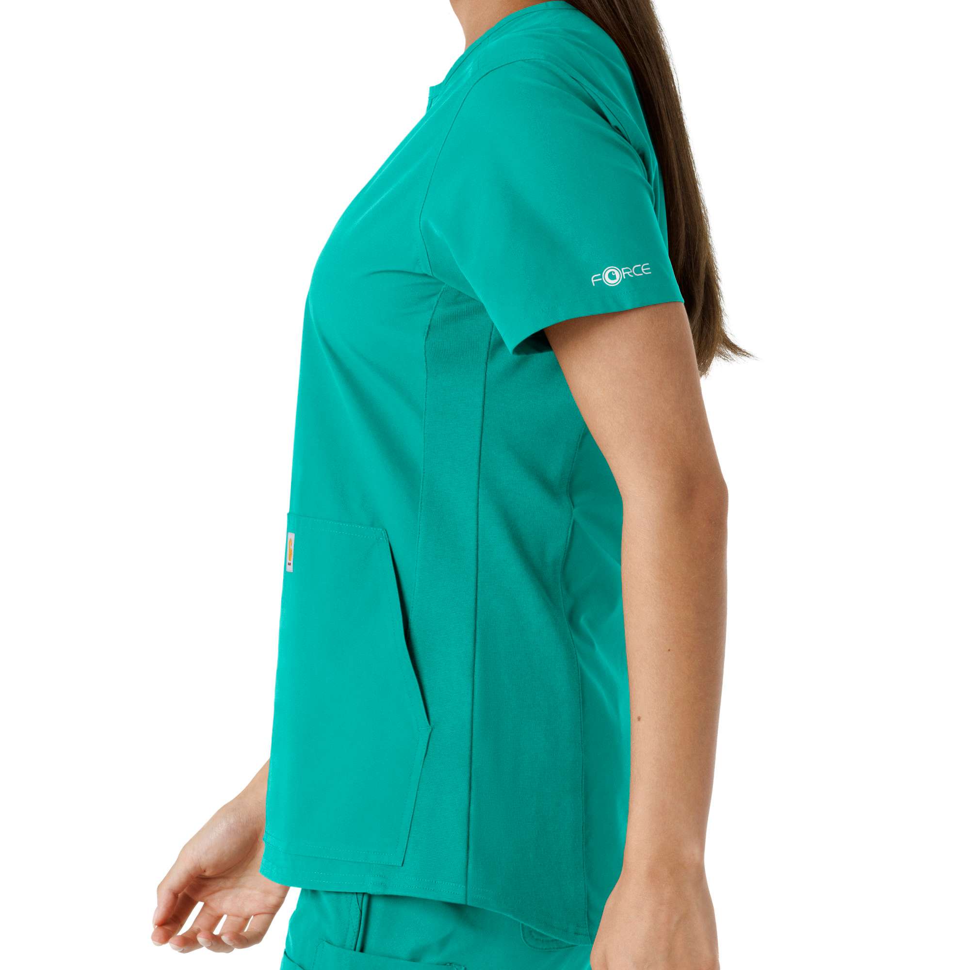 Women's force essentials notch neck tunic knit panel scrub top