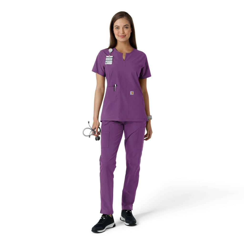Women's force essentials notch neck tunic knit panel scrub top