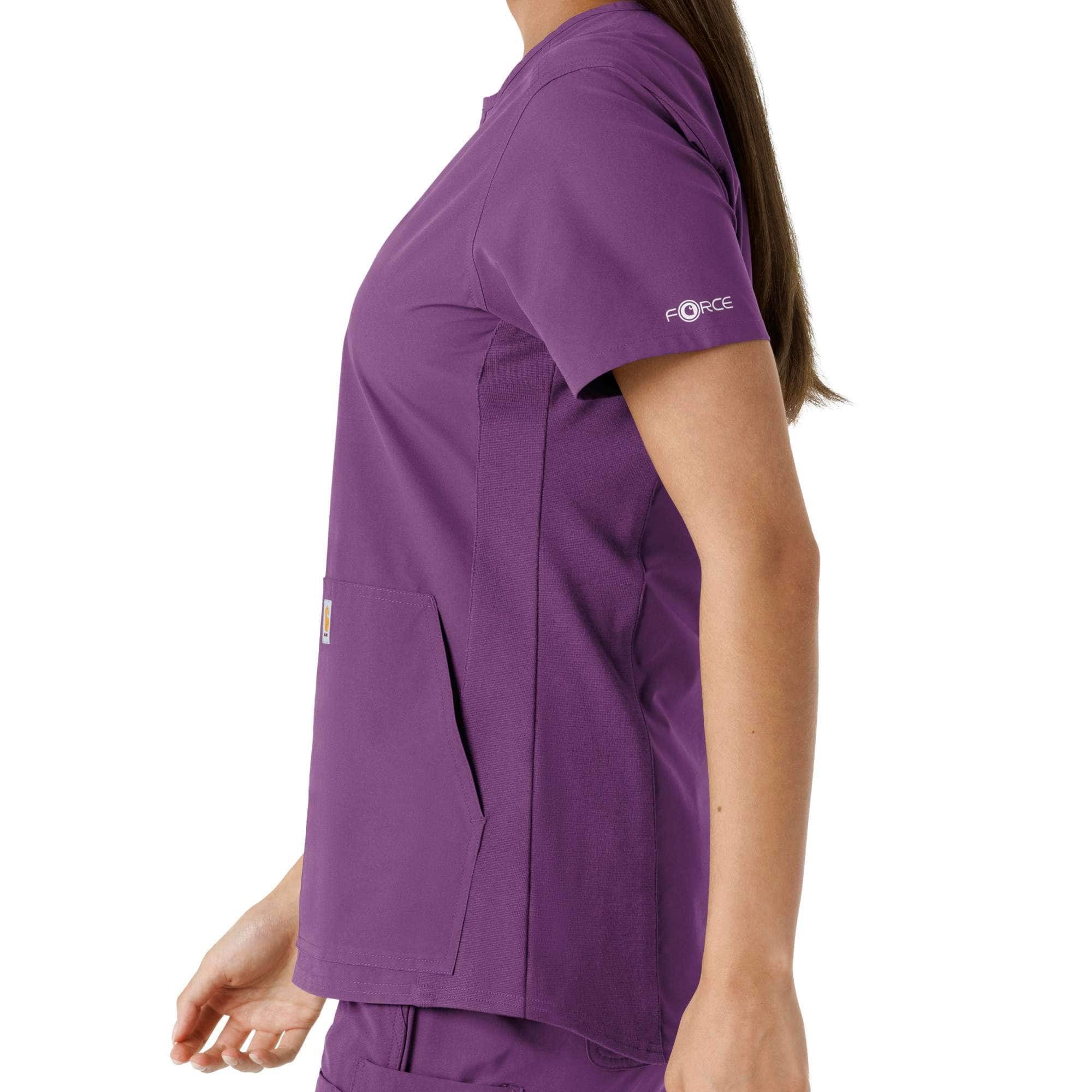Women's force essentials notch neck tunic knit panel scrub top
