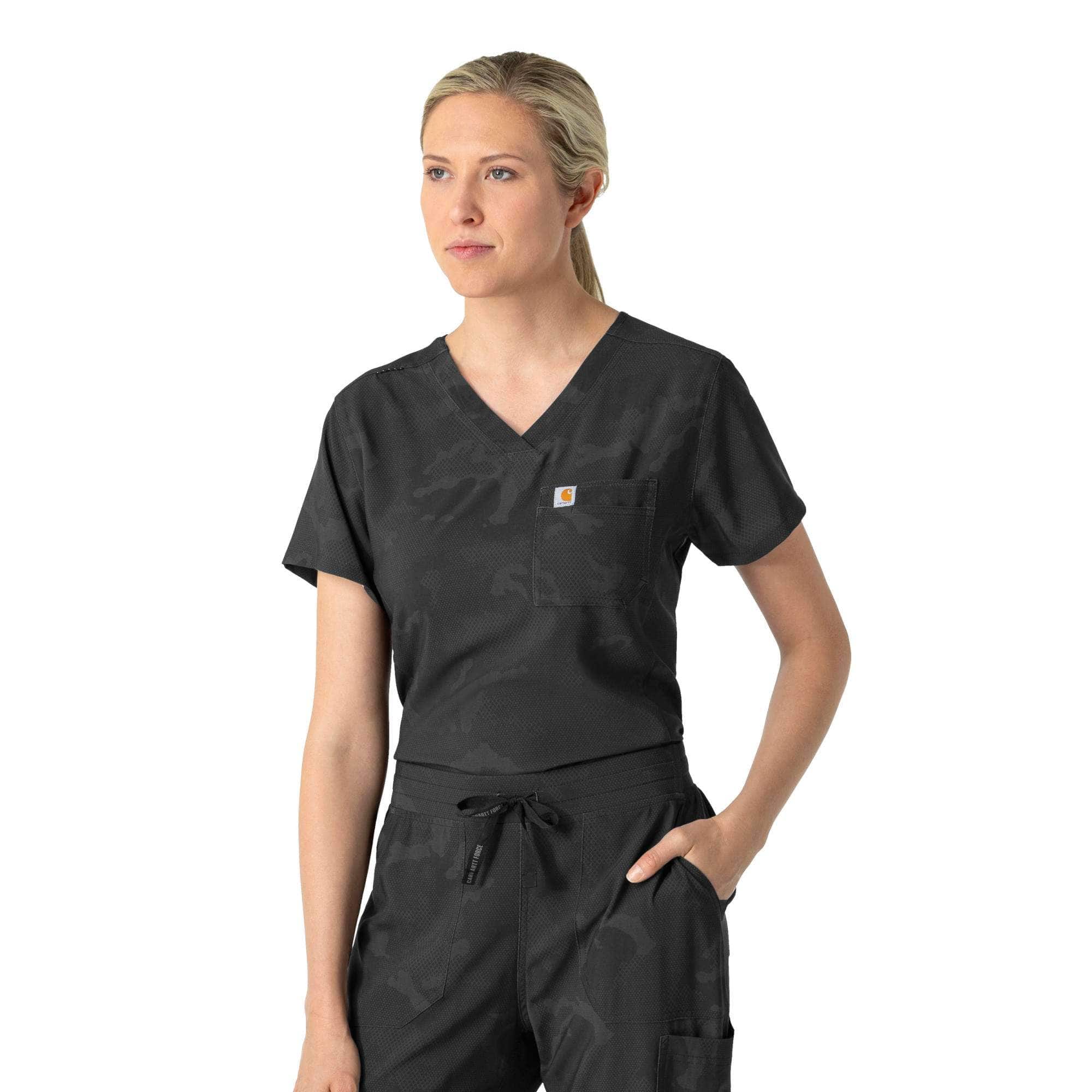 Women's tuck-in print scrub top