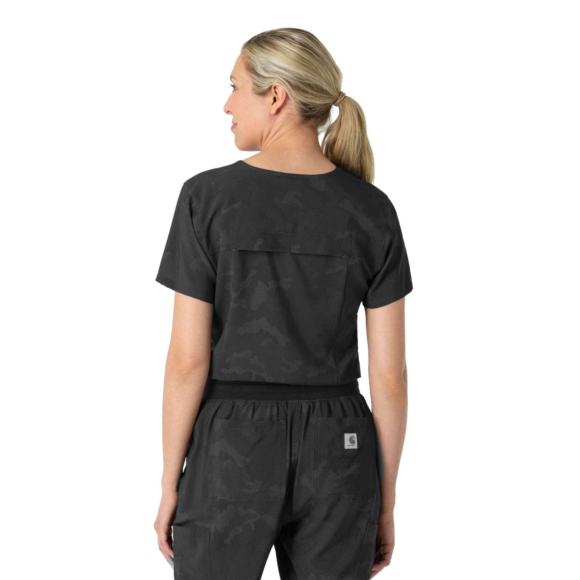 Women's tuck-in print scrub top
