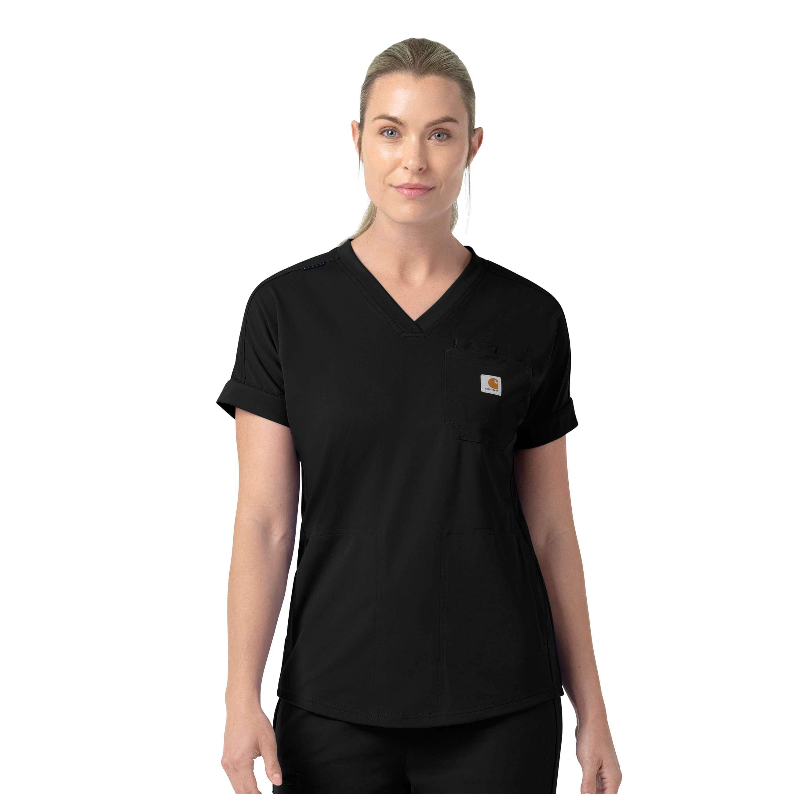 Women's force cross-flex knit v-neck scrub top