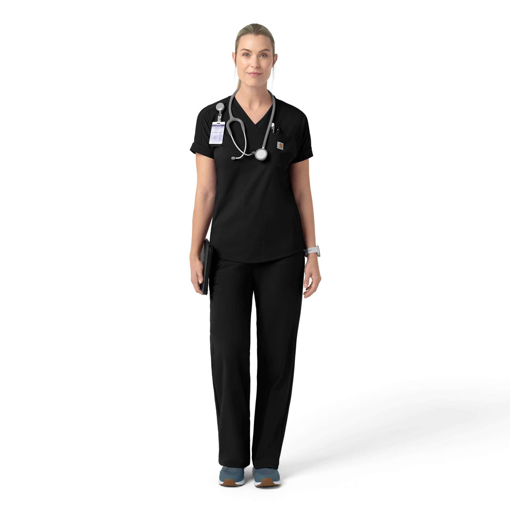 Women's force cross-flex knit v-neck scrub top
