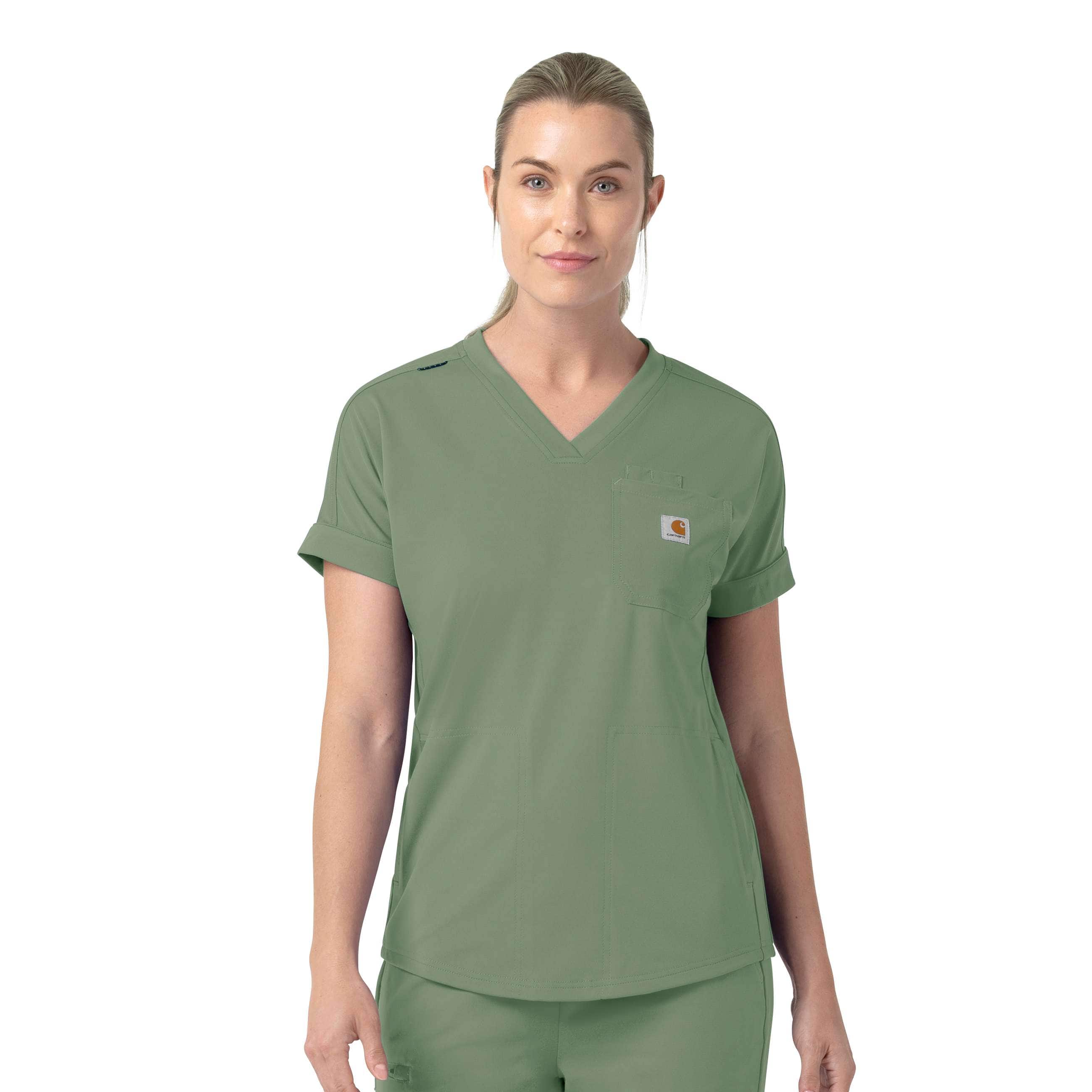 Women's force cross-flex knit v-neck scrub top