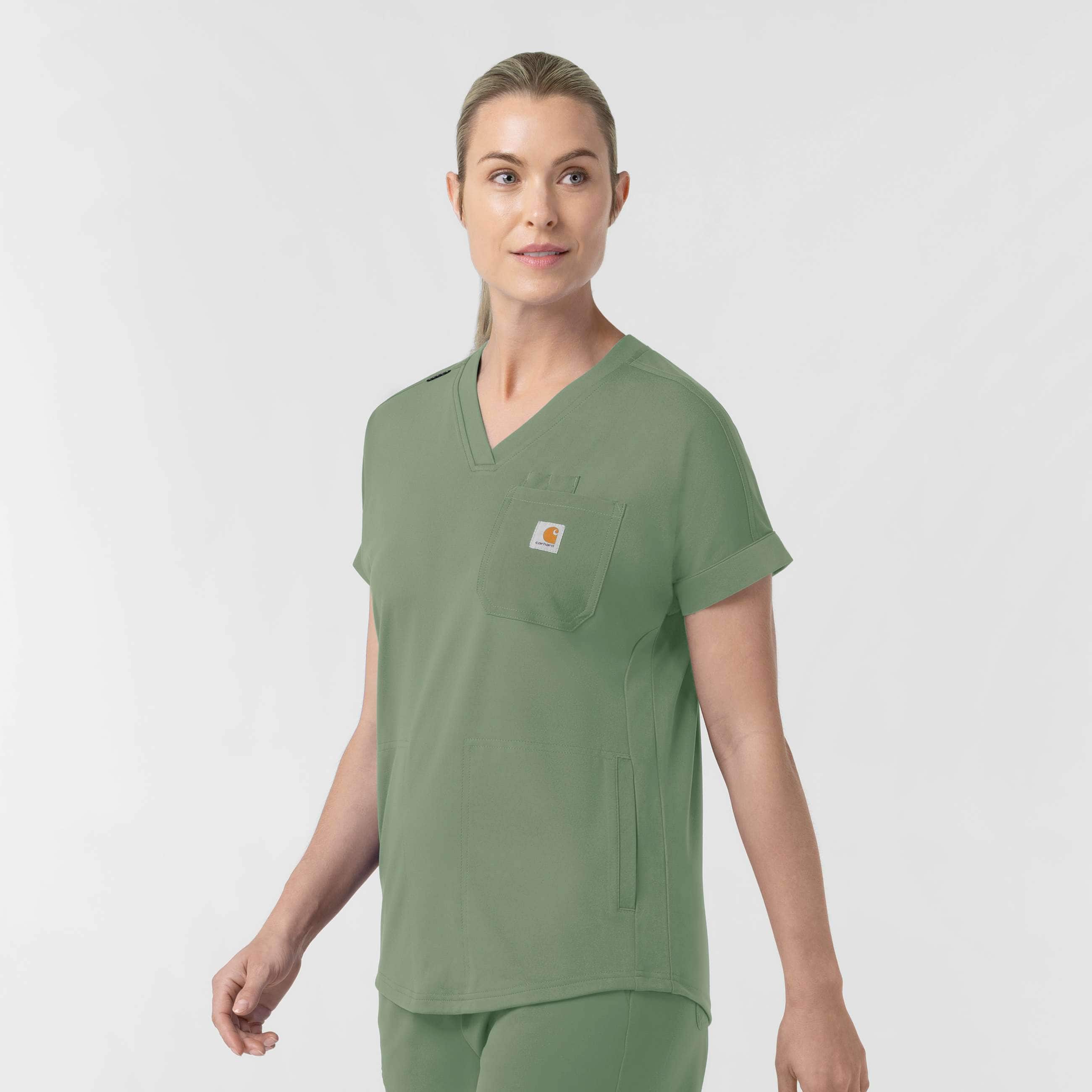 Women's force cross-flex knit v-neck scrub top
