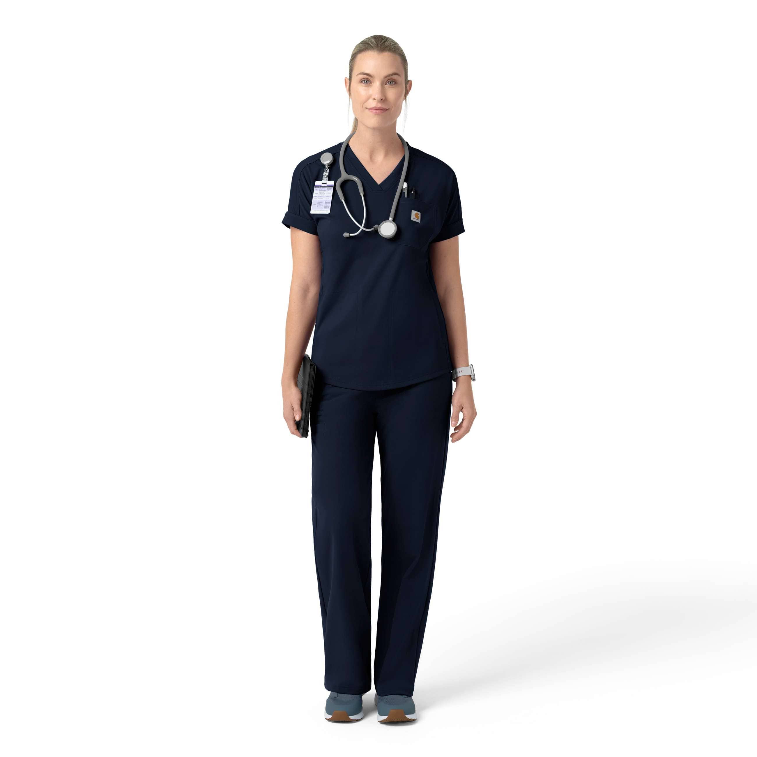 Women's force cross-flex knit v-neck scrub top