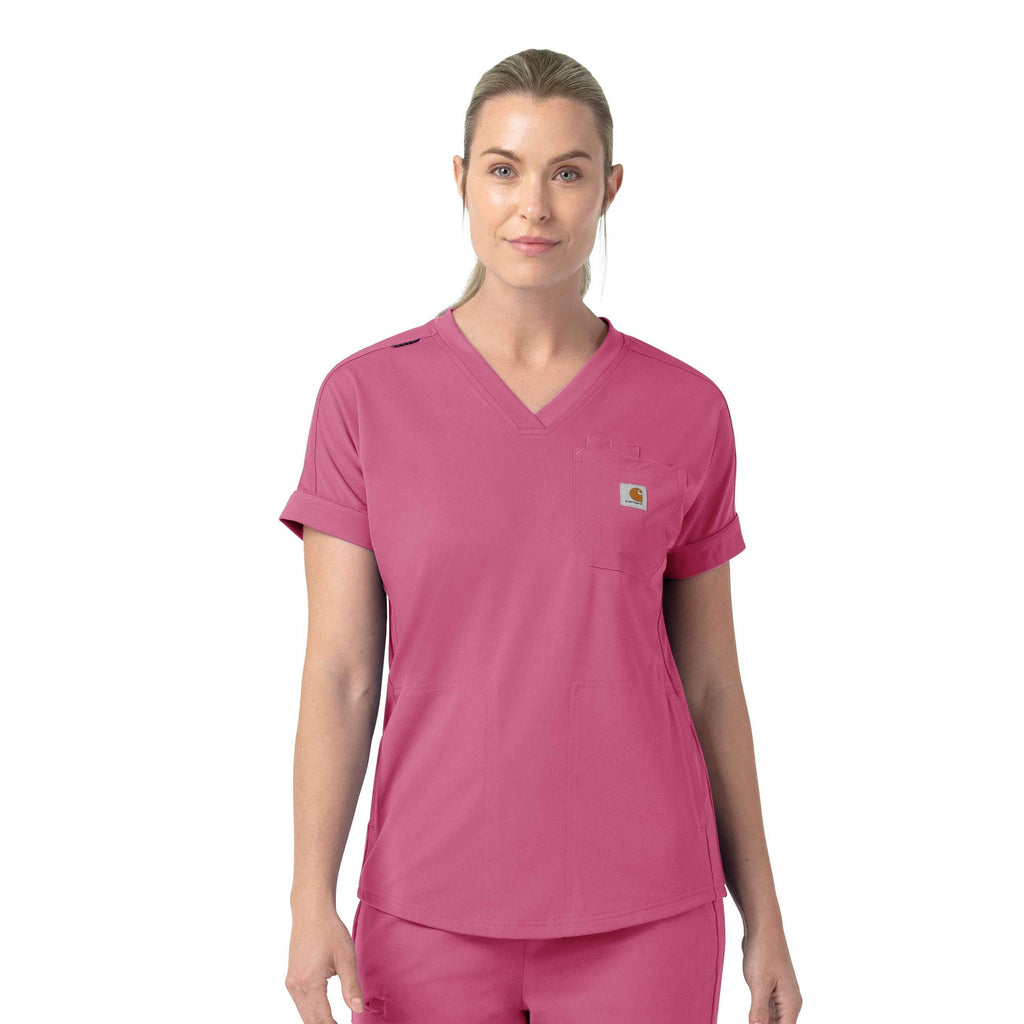 Women's force cross-flex knit v-neck scrub top