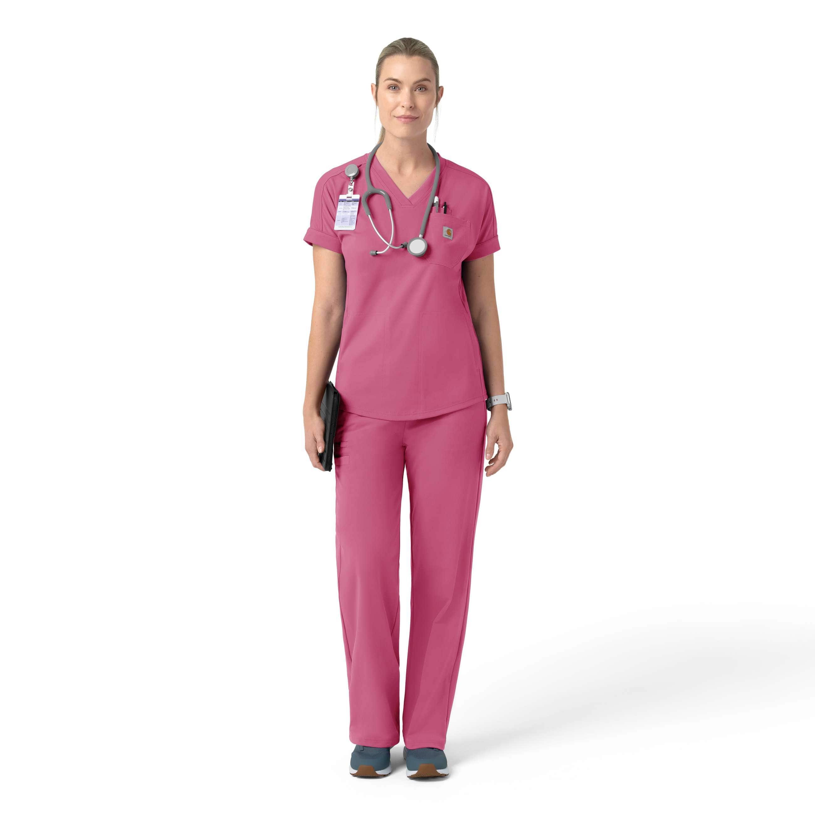 Women's force cross-flex knit v-neck scrub top
