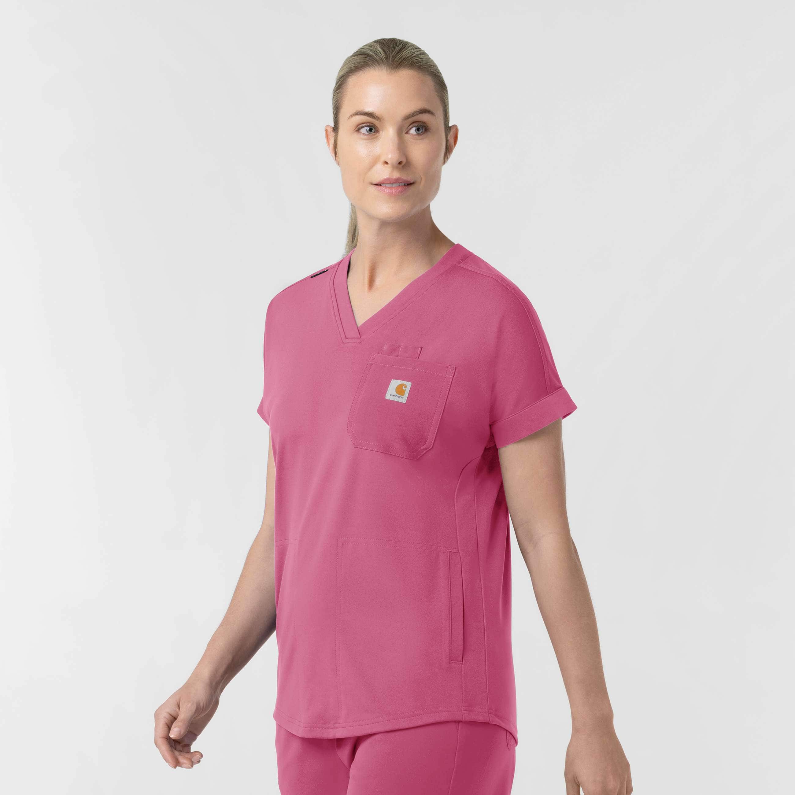 Women's force cross-flex knit v-neck scrub top