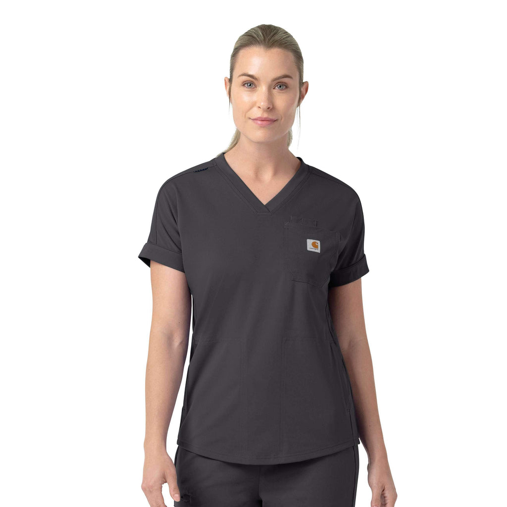 Women's force cross-flex knit v-neck scrub top