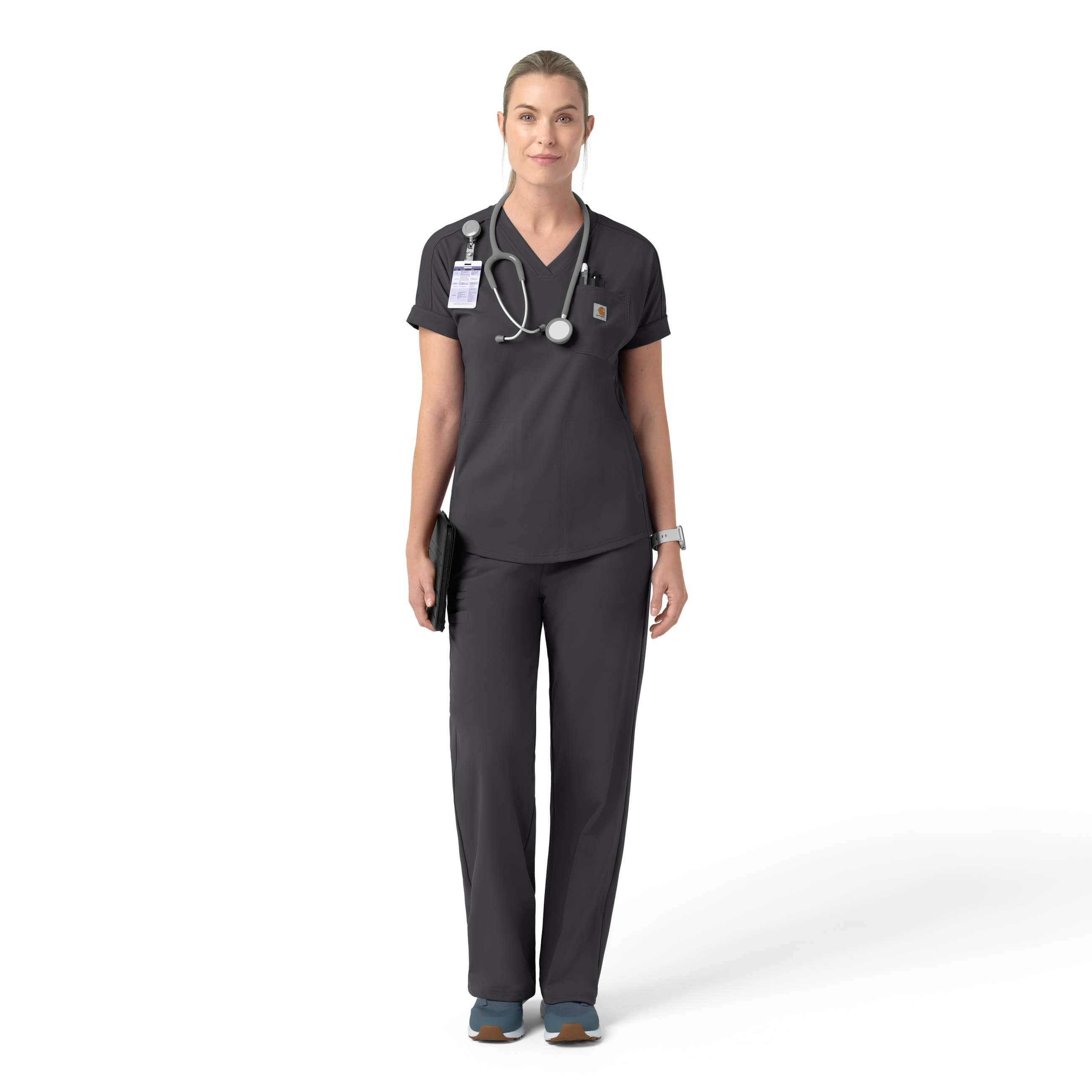 Women's force cross-flex knit v-neck scrub top