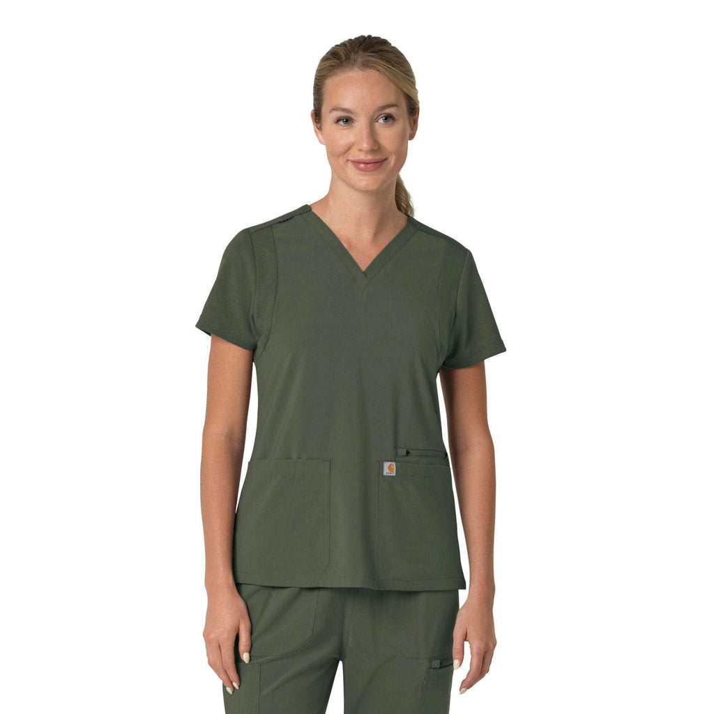 Women's force cross-flex  flex panel v-neck scrub top