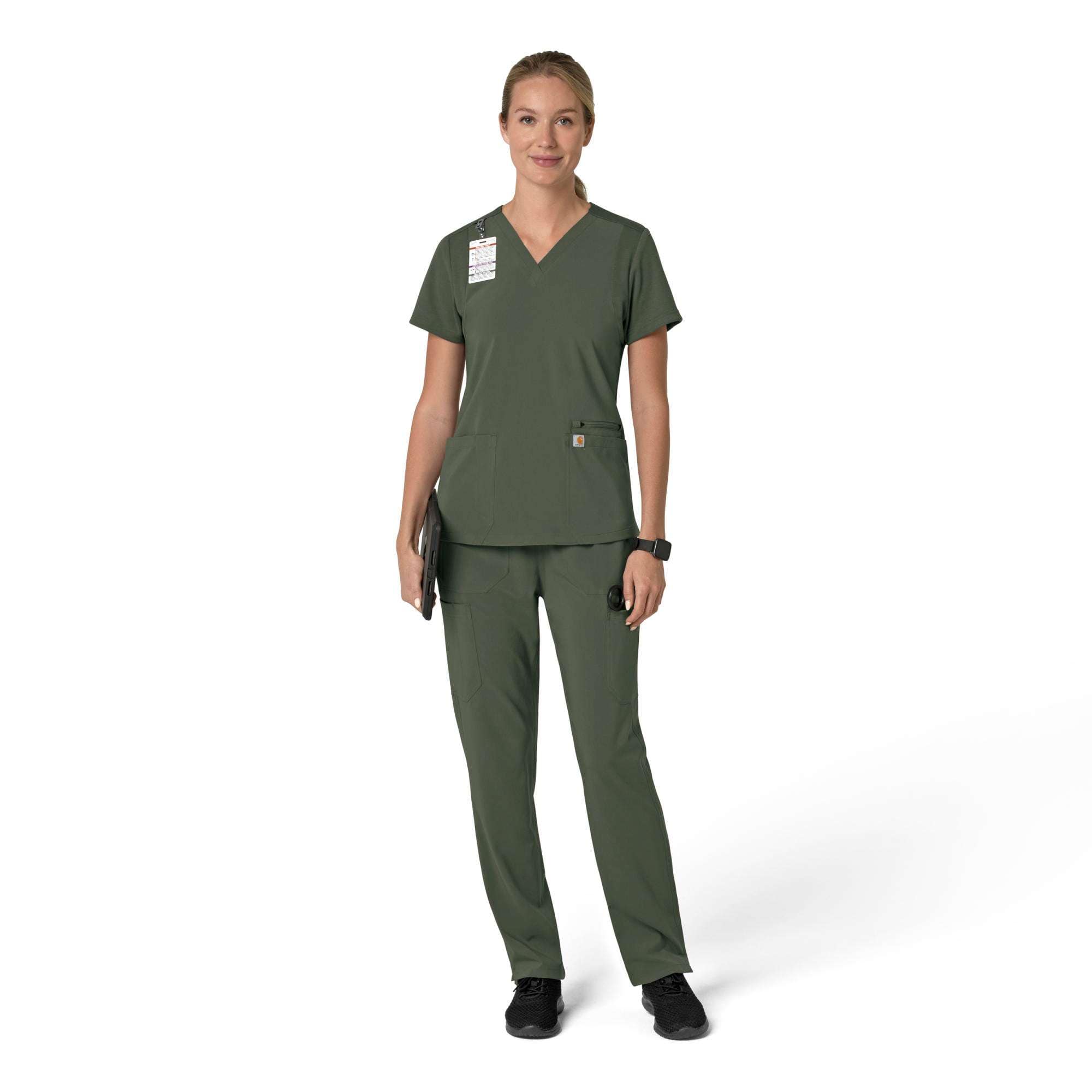 Women's force cross-flex  flex panel v-neck scrub top