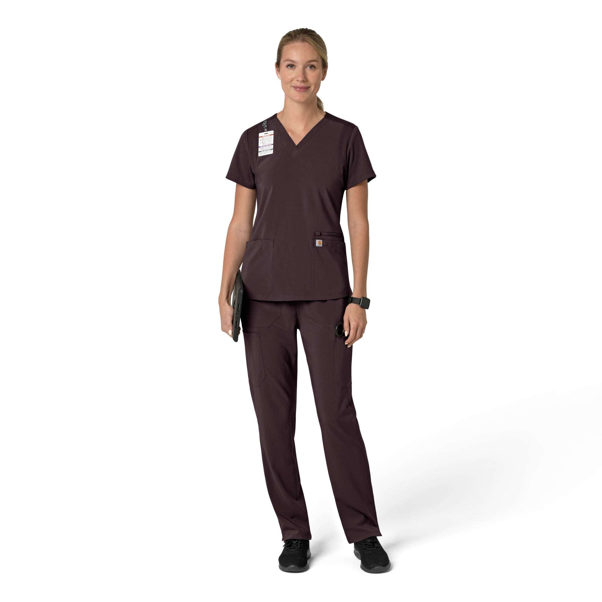 Women's force cross-flex  flex panel v-neck scrub top