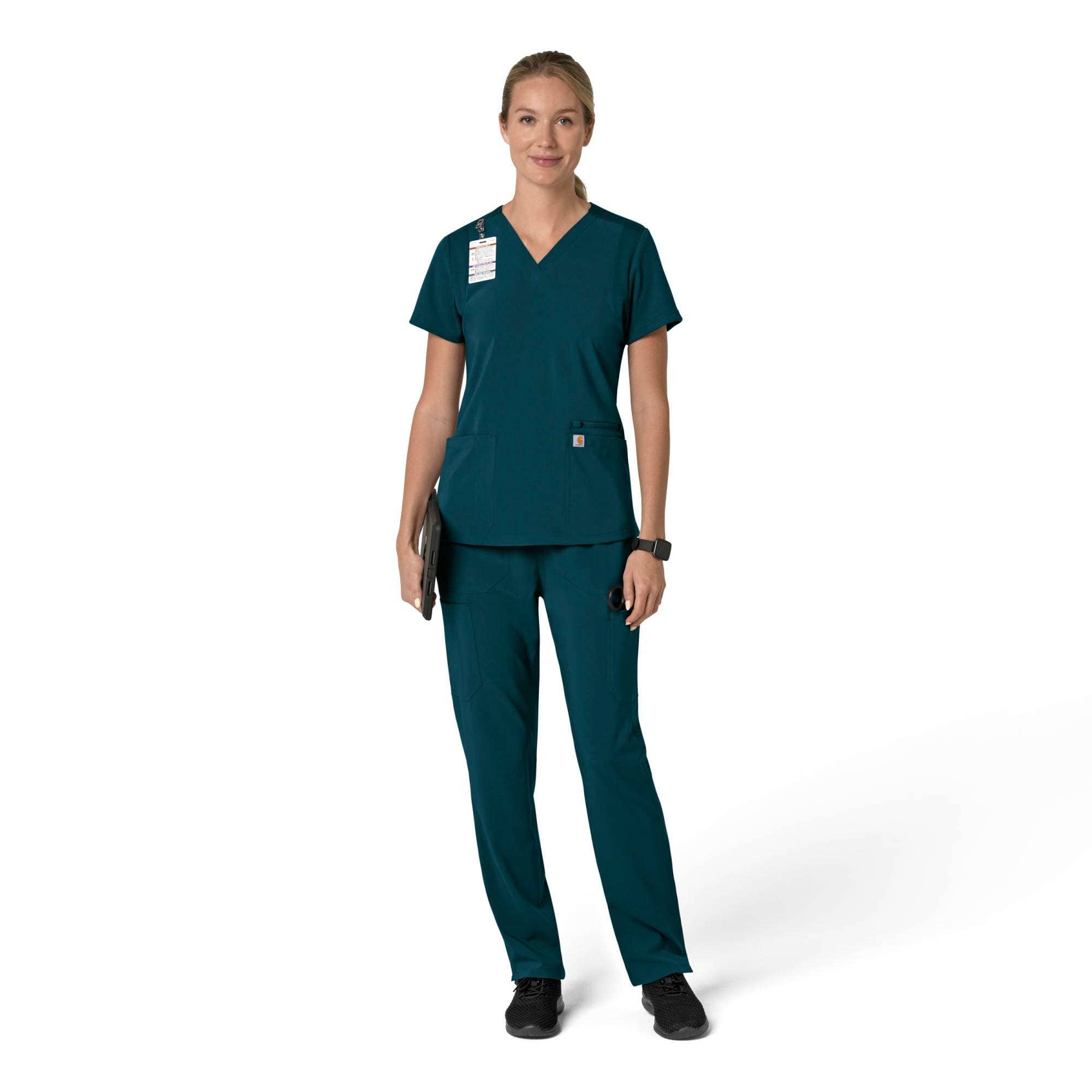 Women's force cross-flex  flex panel v-neck scrub top