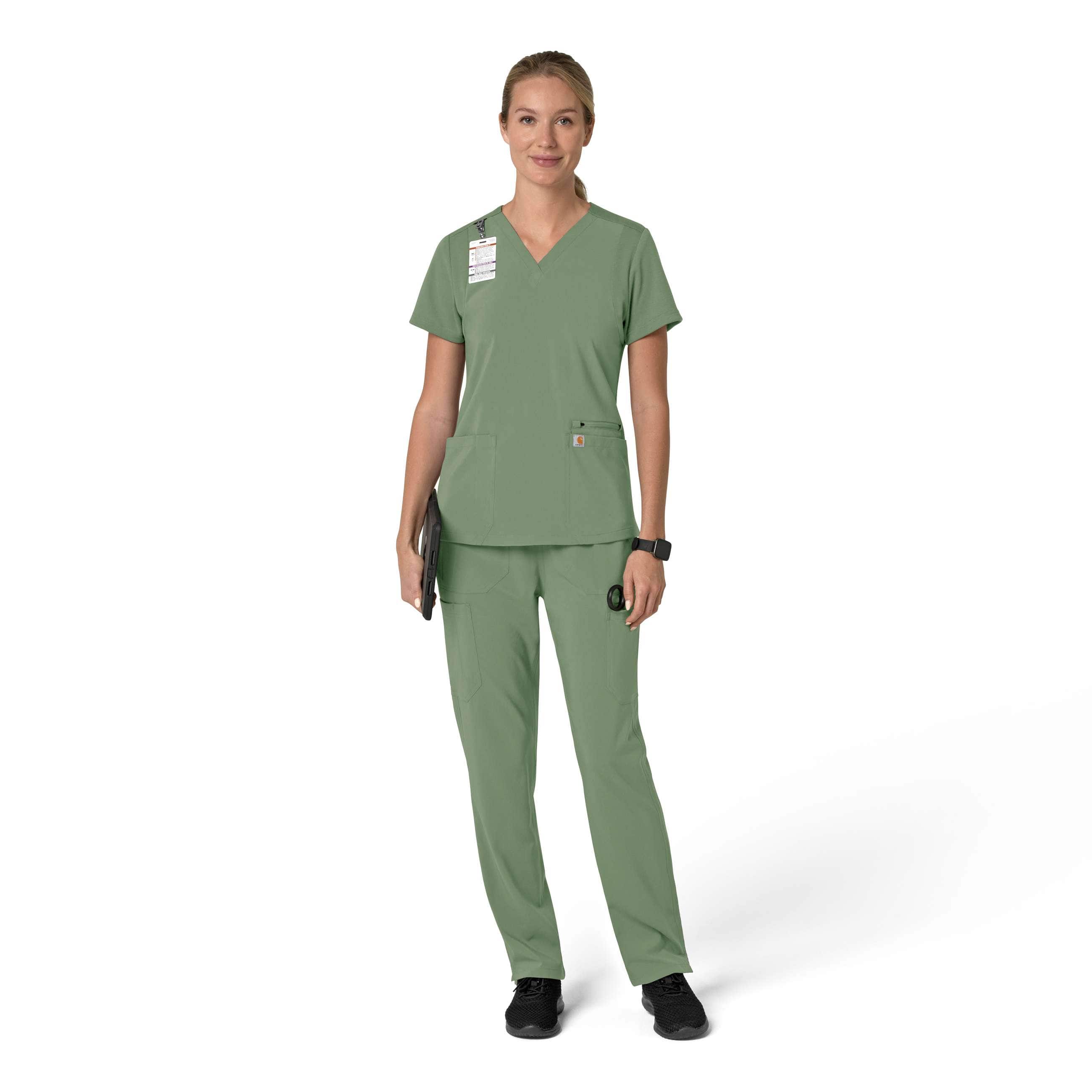 Women's force cross-flex  flex panel v-neck scrub top
