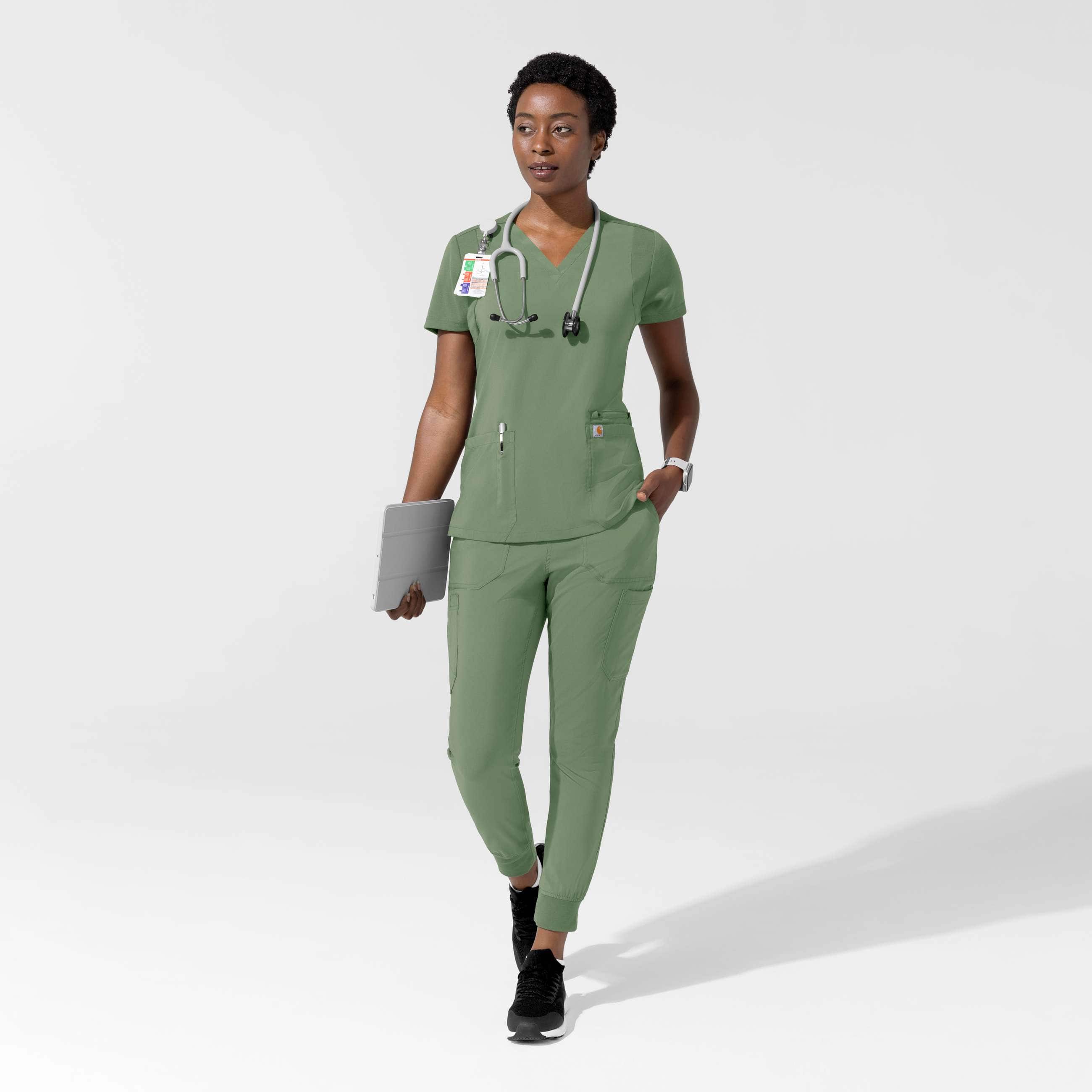 Women's force cross-flex  flex panel v-neck scrub top