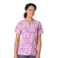 Women's force notch neck print scrub top