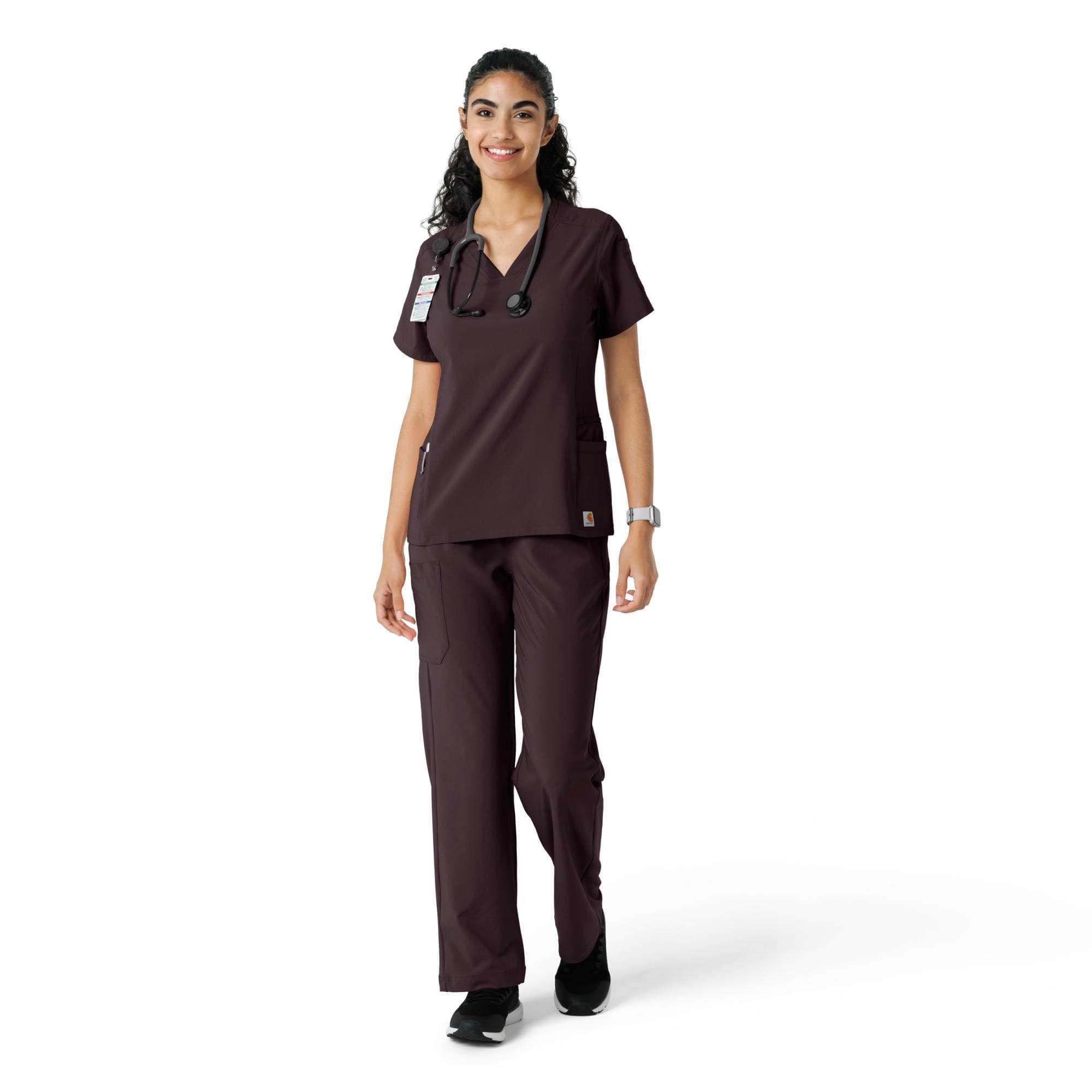Women's force cross-flex knit panel scrub top