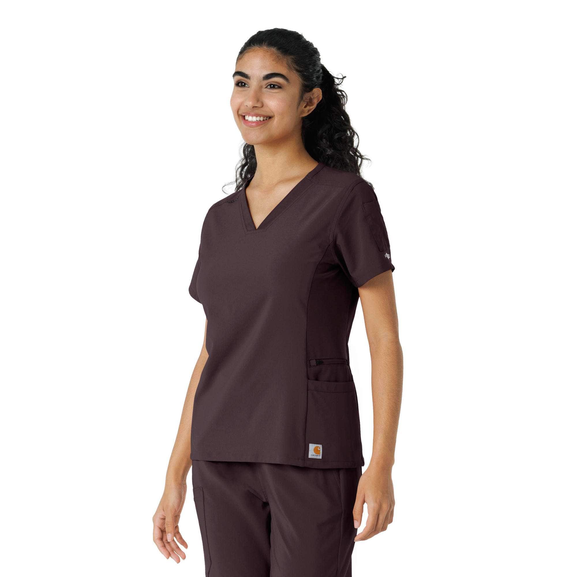 Women's force cross-flex knit panel scrub top