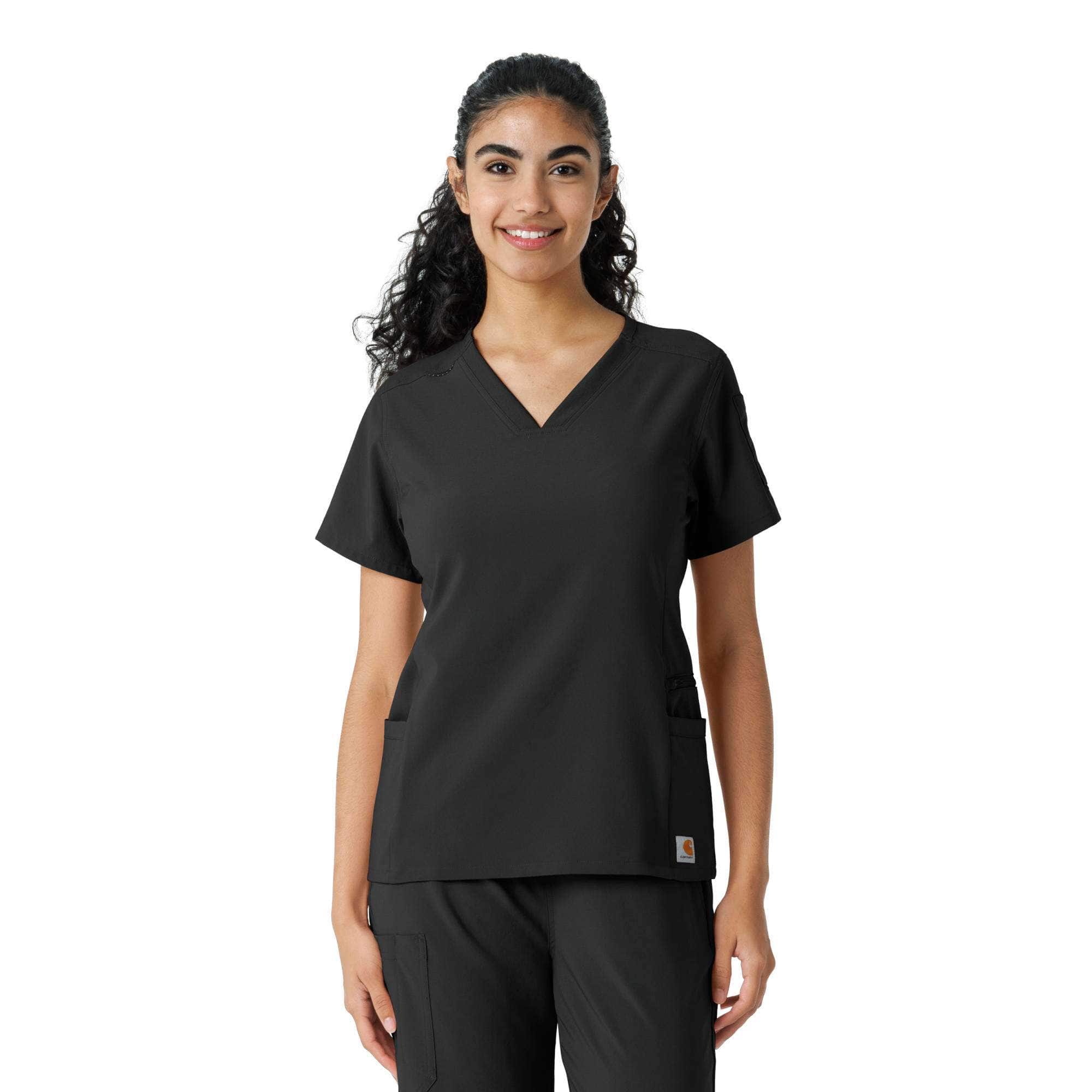 Women's force cross-flex knit panel scrub top